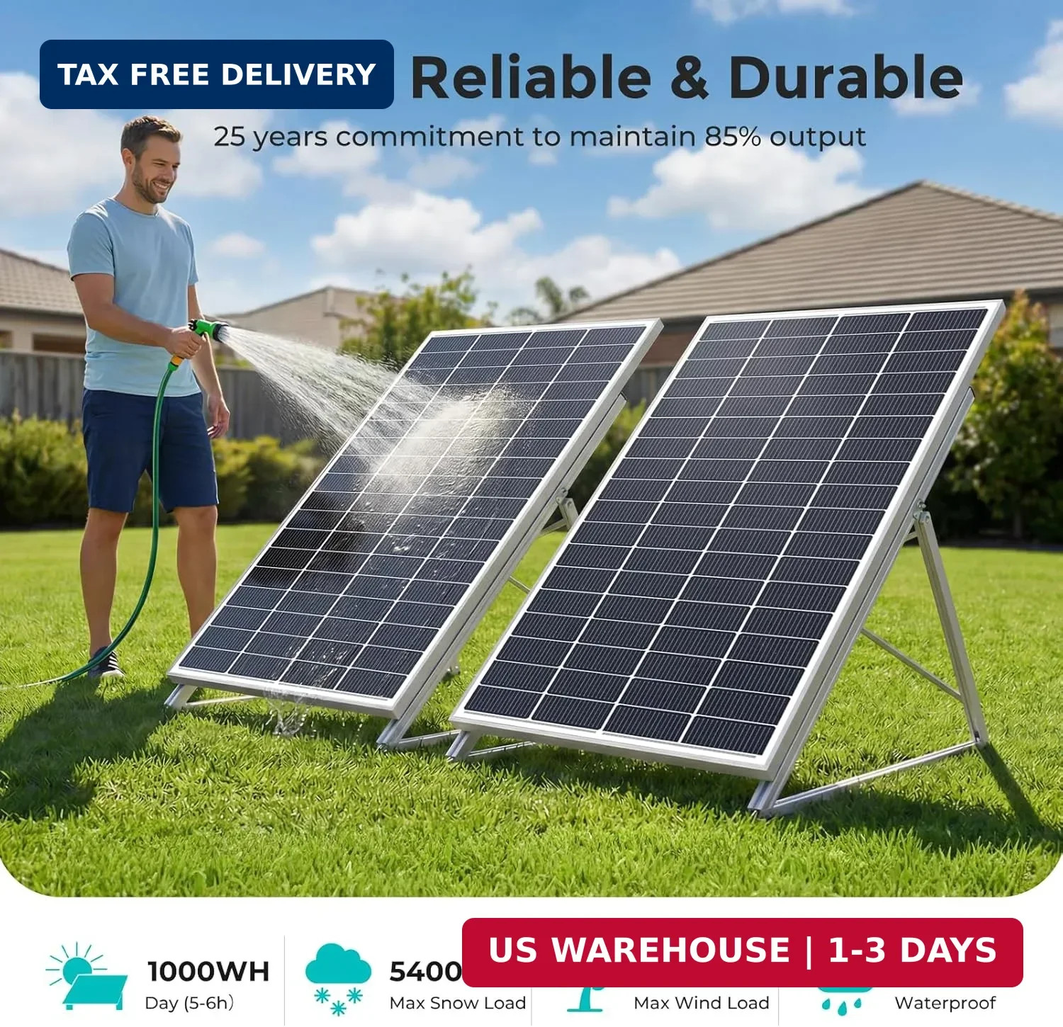 200 Watt Solar Panels, 12V 16BB N-Type Monocrystalline 200W Solar Panel, 25.6% H