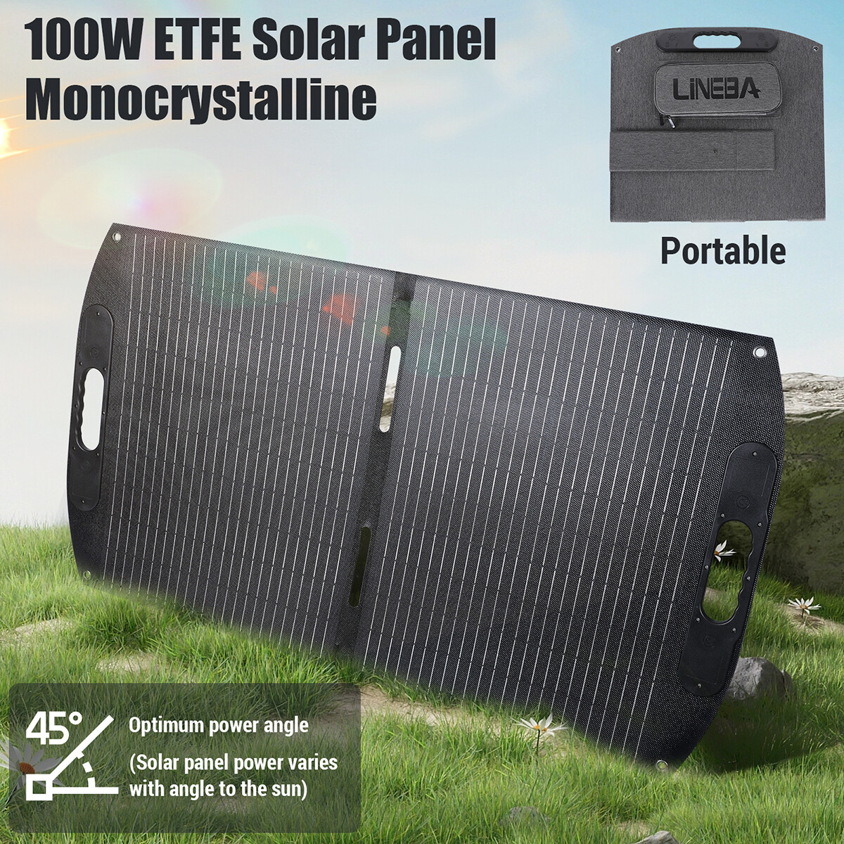 100W Portable Foldable Solar Panel For Generator Power Station Camping Boat RV
