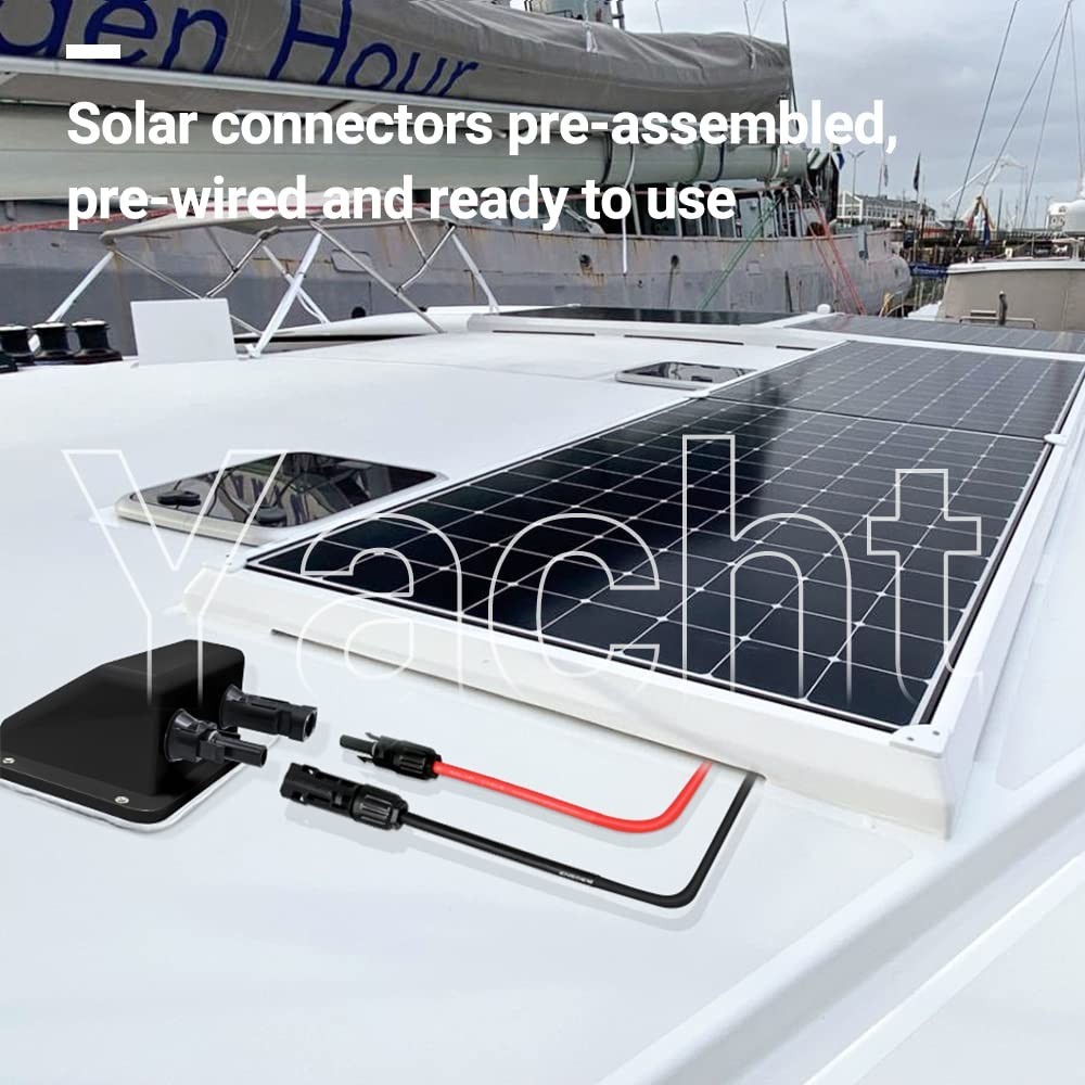 Solar Entry Gland, Dual Cable Entry Housing with 1ft 10awg Solar Cable, IP68 UV