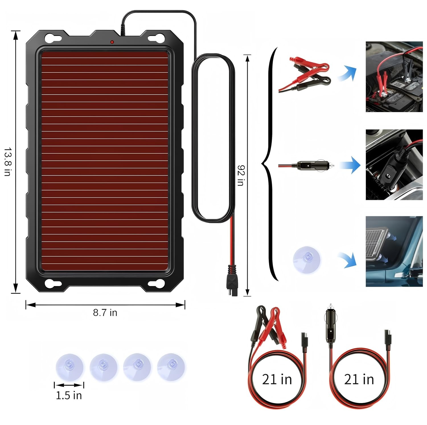 3.3W-Solar-Battery-Trickle-Charger-Maintainer -12V Portable Waterproof Solar …