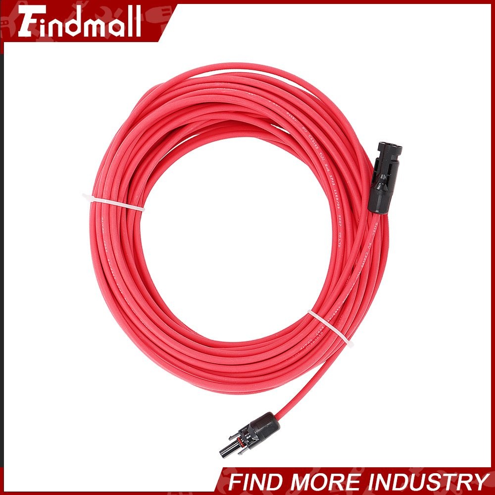 Findmall Red+Black W/ M4 Connector Solar Panel Wire Cable Weatherproof 20M 4mm²