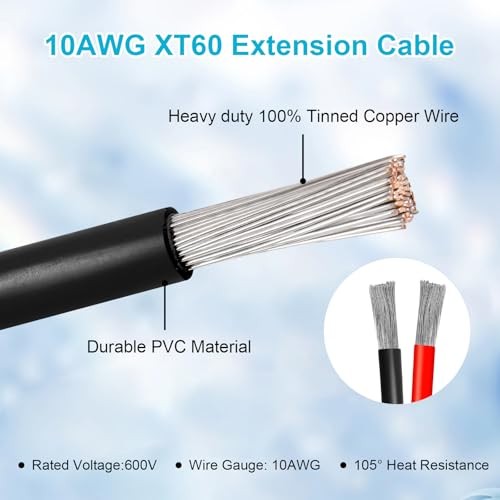 10AWGPCS XT60 Extension Cable 3 5 10 1505 30 35 40 50 75 100FT XT60 2FT 2