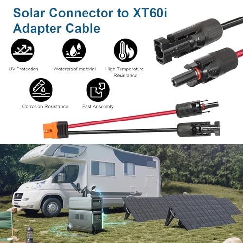 Solar to XT60i Cable – Solar Panel Adapter Connector XT60i-F Extension 100FT