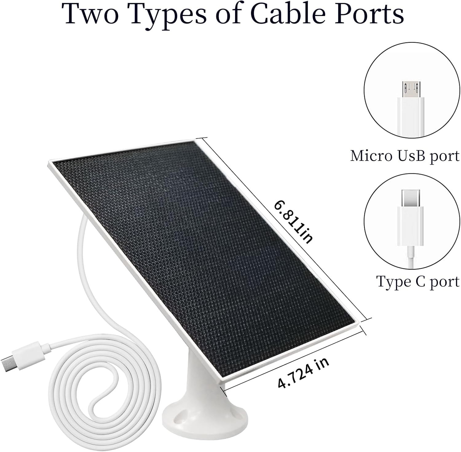 4W Solar Panel for Security Camera,Type C&Micro Solar Panel Charger for Recha…