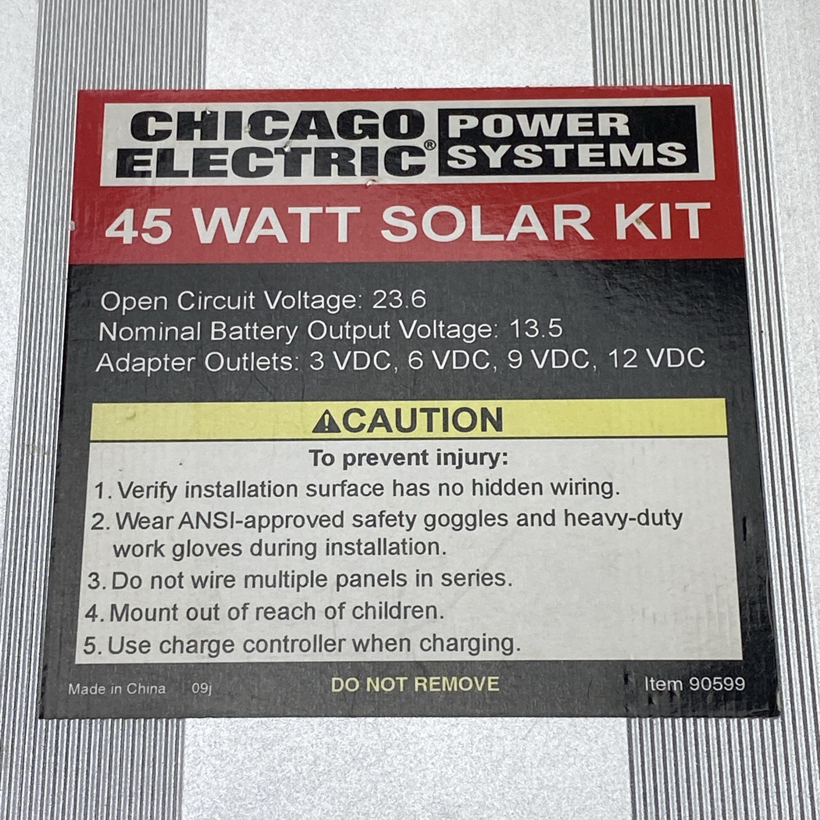 Chicago Electric Power Systems 45W Solar Kit 90599