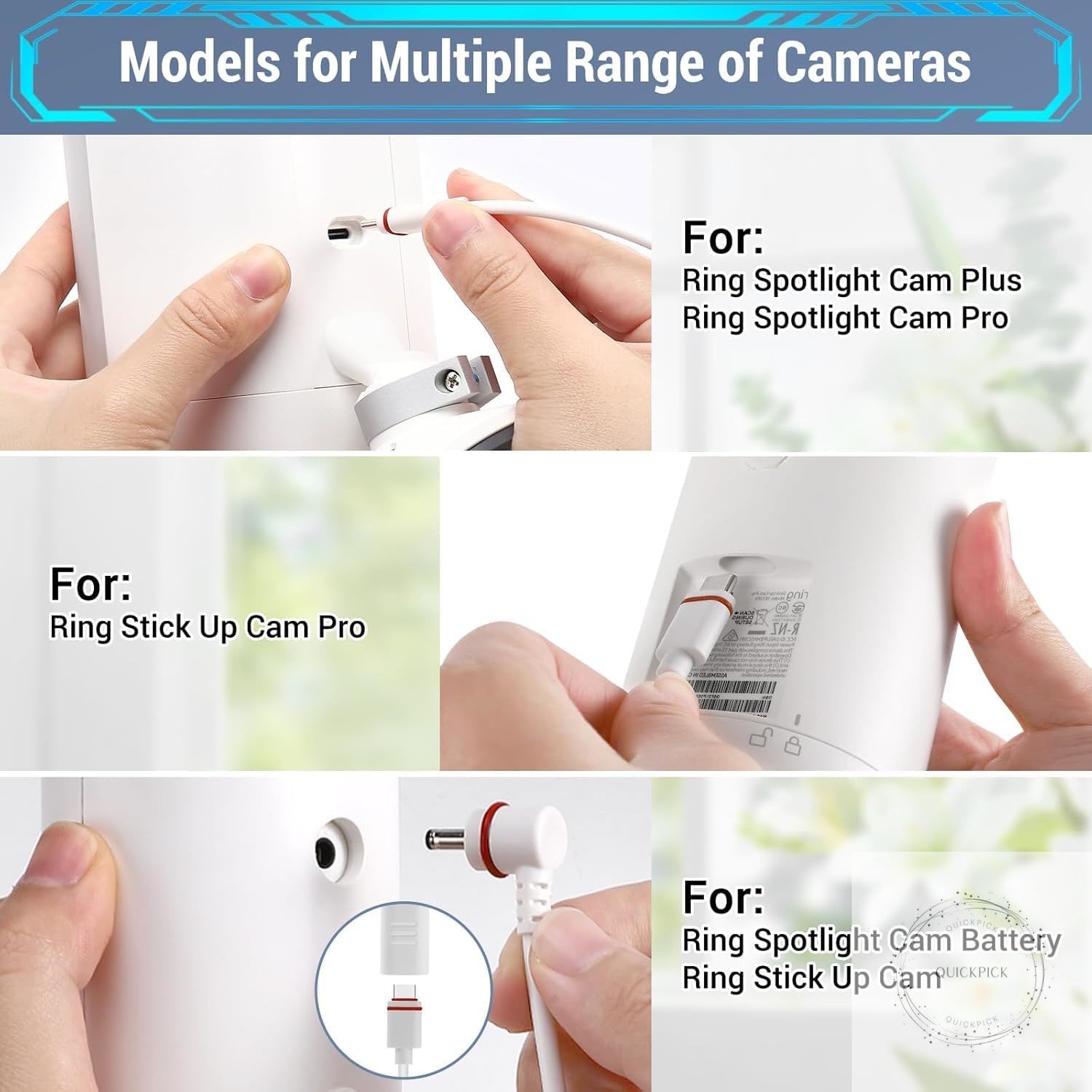 Solar Panel Outdoor for Ring Cameras (White 2P) Spotlight Cam Plus/Pro(Battery)