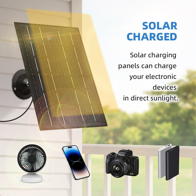 Solar Panel USB C Charger 10W 5V Battery Waterproof For Outdoor Security Camera