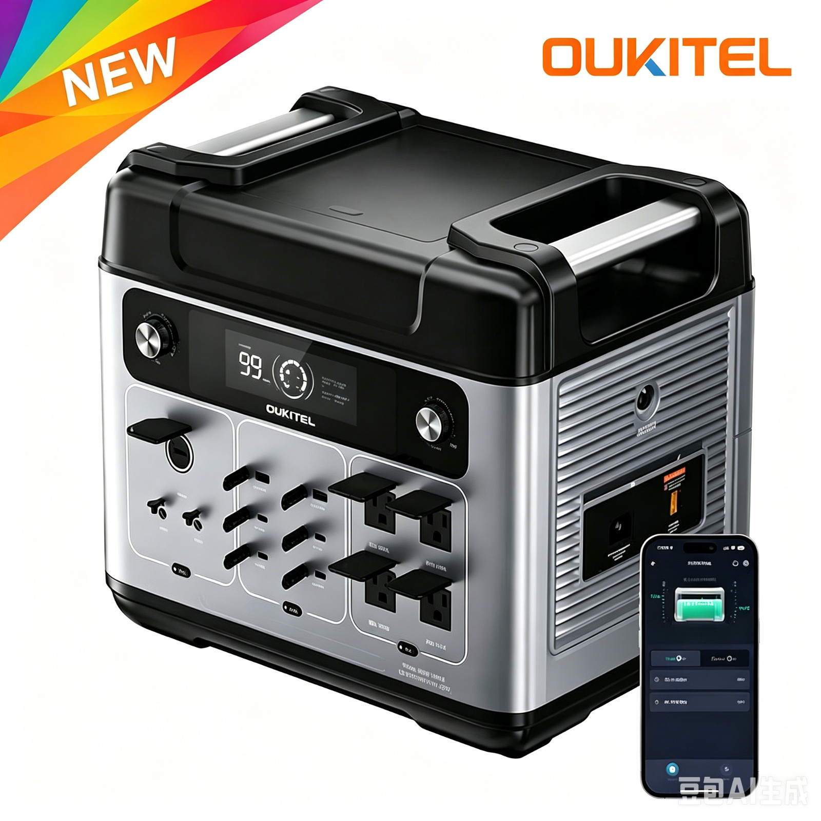 OUKITEL Power Station 2400W/2048Wh LiFePO4 Solar Generator for Home & Camping