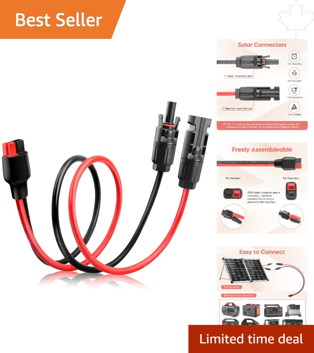 Heavy-Duty 10AWG Anderson Connector Extension Cable for Solar Power – 1.6FT