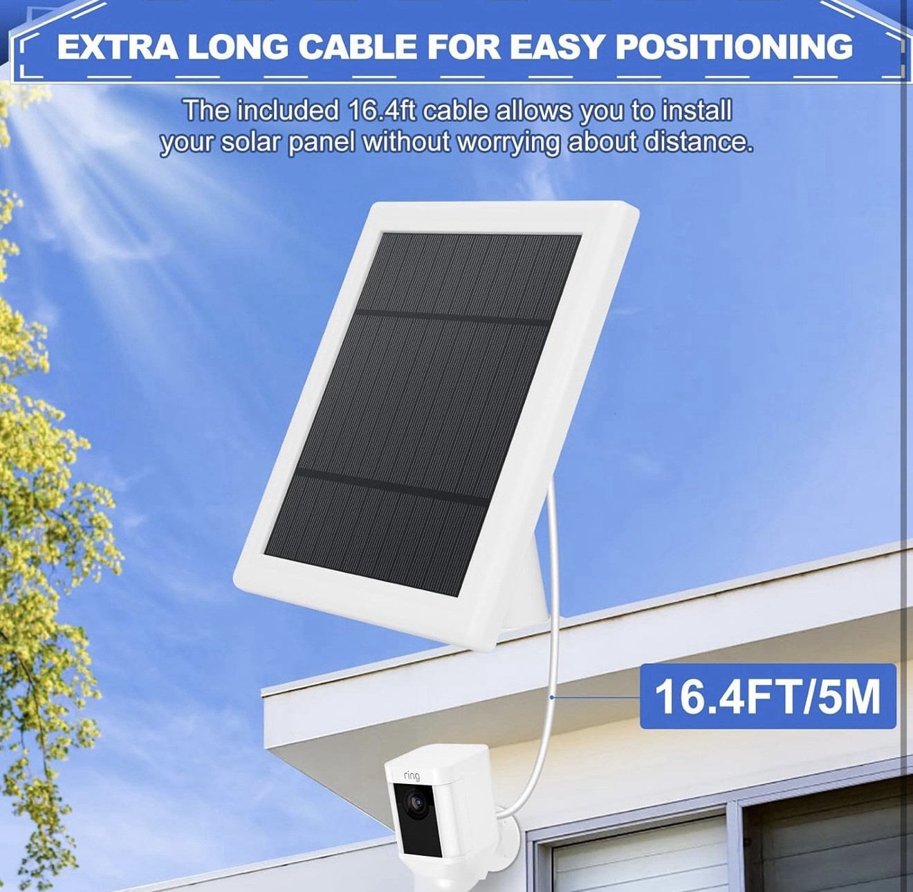 2 Pack Solar Panel for Ring Spotlight Plus/Pro/Cam Camera 5W Solar Charger New