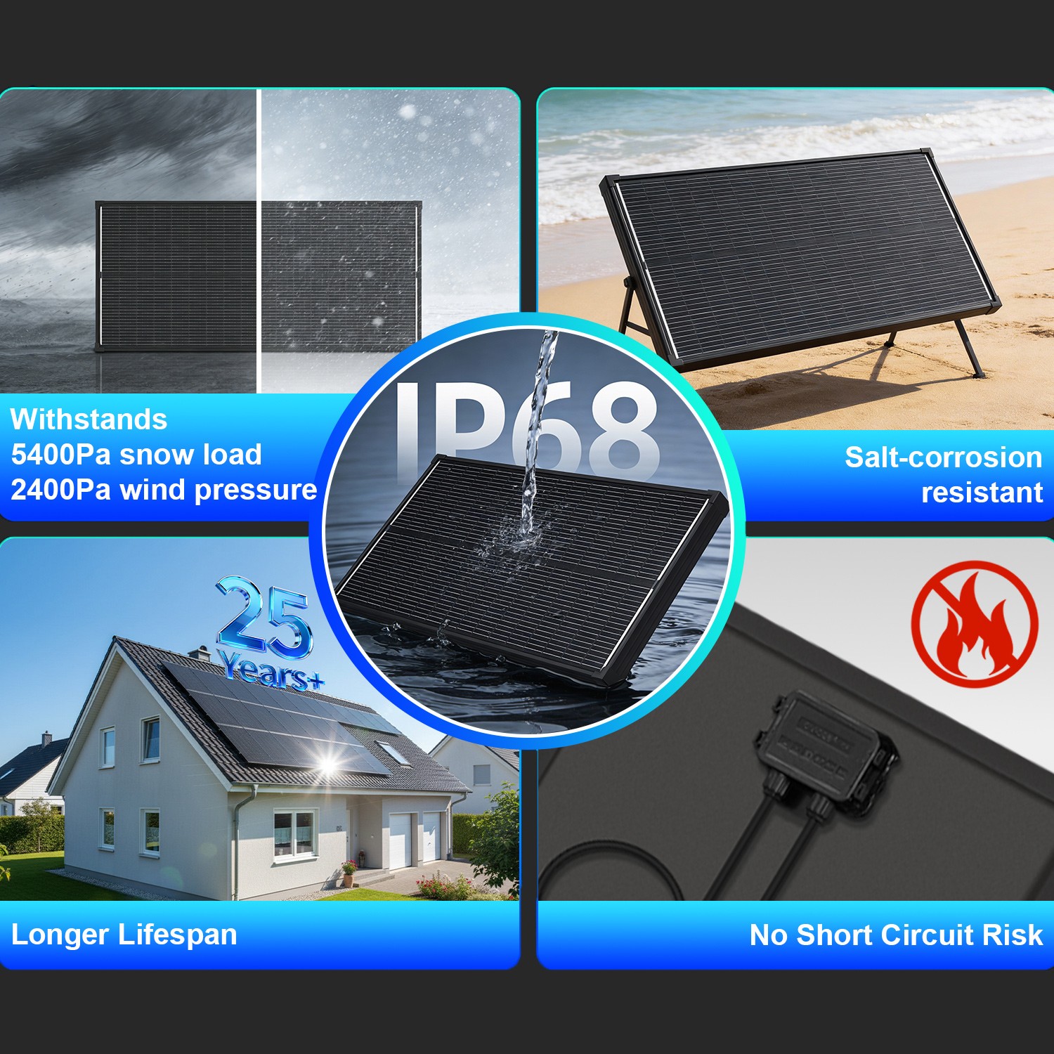 100W 18V Solar Panel Kit Mono N-Type PV Battery Charging with Charge Controller