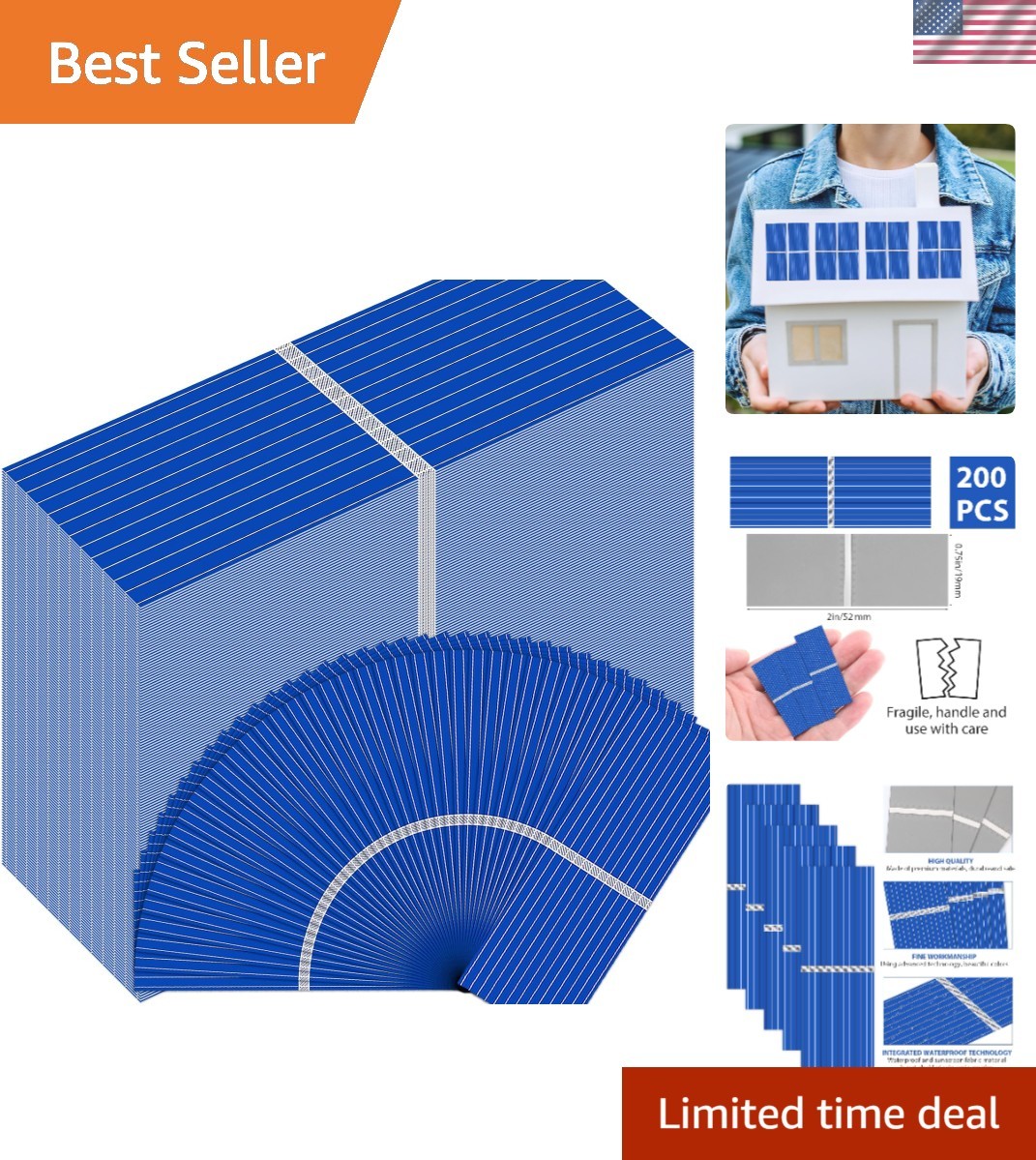 Lightweight 200PCS DIY Micro Solar Cells – Efficient 0.5V 400mA Energy Source