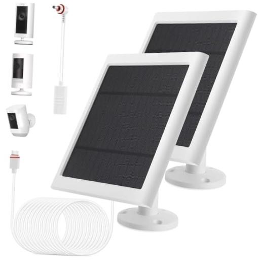 IP65 Solar Panel Outdoor for Ring Cameras () Spotlight Cam Plus/Pro White 2P