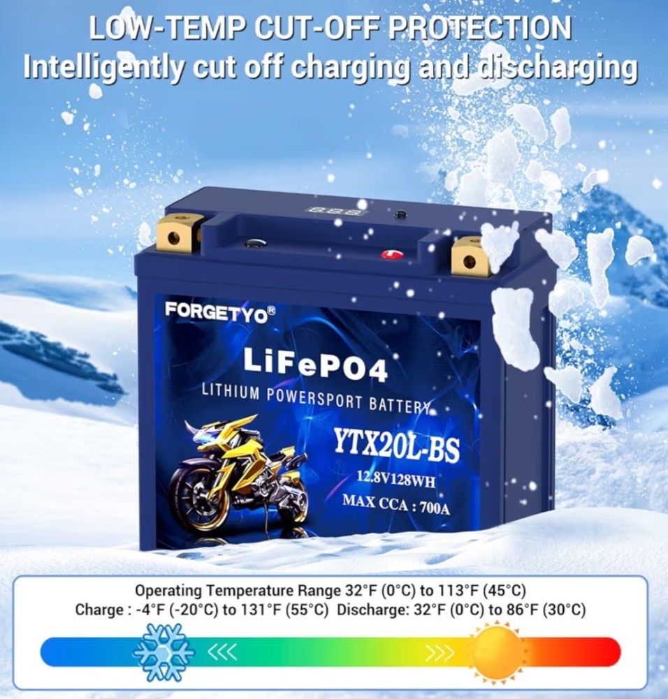 YTX20L-BS Motorcycle 10AH Lithium Battery Blue LiFePO4 700A ATV Jet Ski 10AH