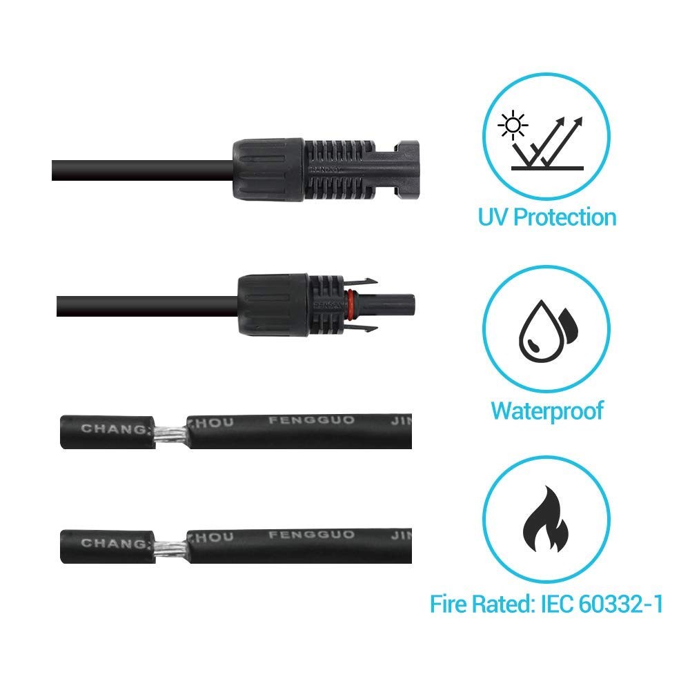 Renogy 20FT 10AWG Solar Adaptor Wire Extension Cables 20FT 10AWG Solar Cable