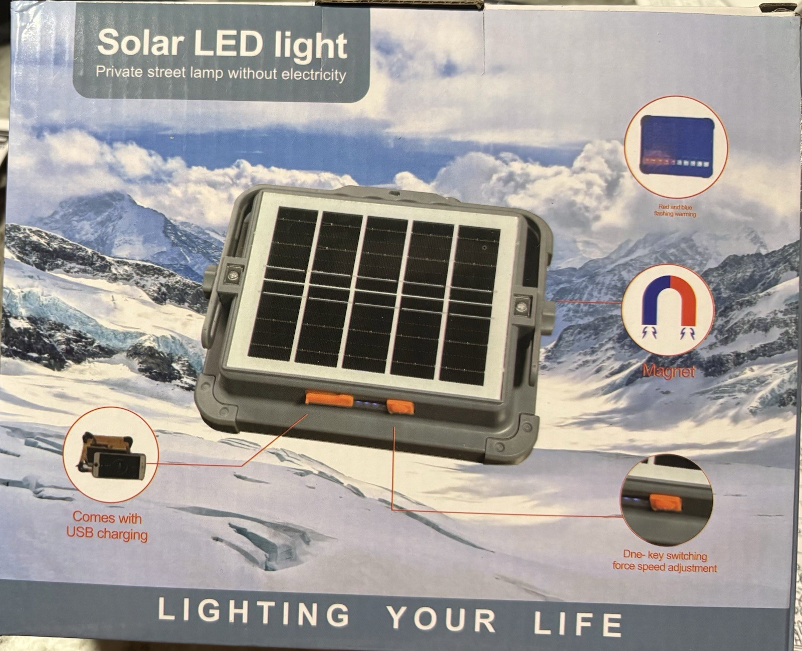 Magnetic Solar Street/Emergency Light Power Bank USB Charging 5 light modes New