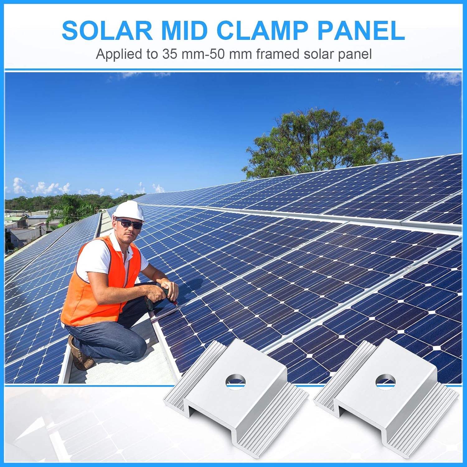 Zhengmy Solar Panel Mid Clamps 1.06 Inch Solar Panel Bracket Aluminium Mounting