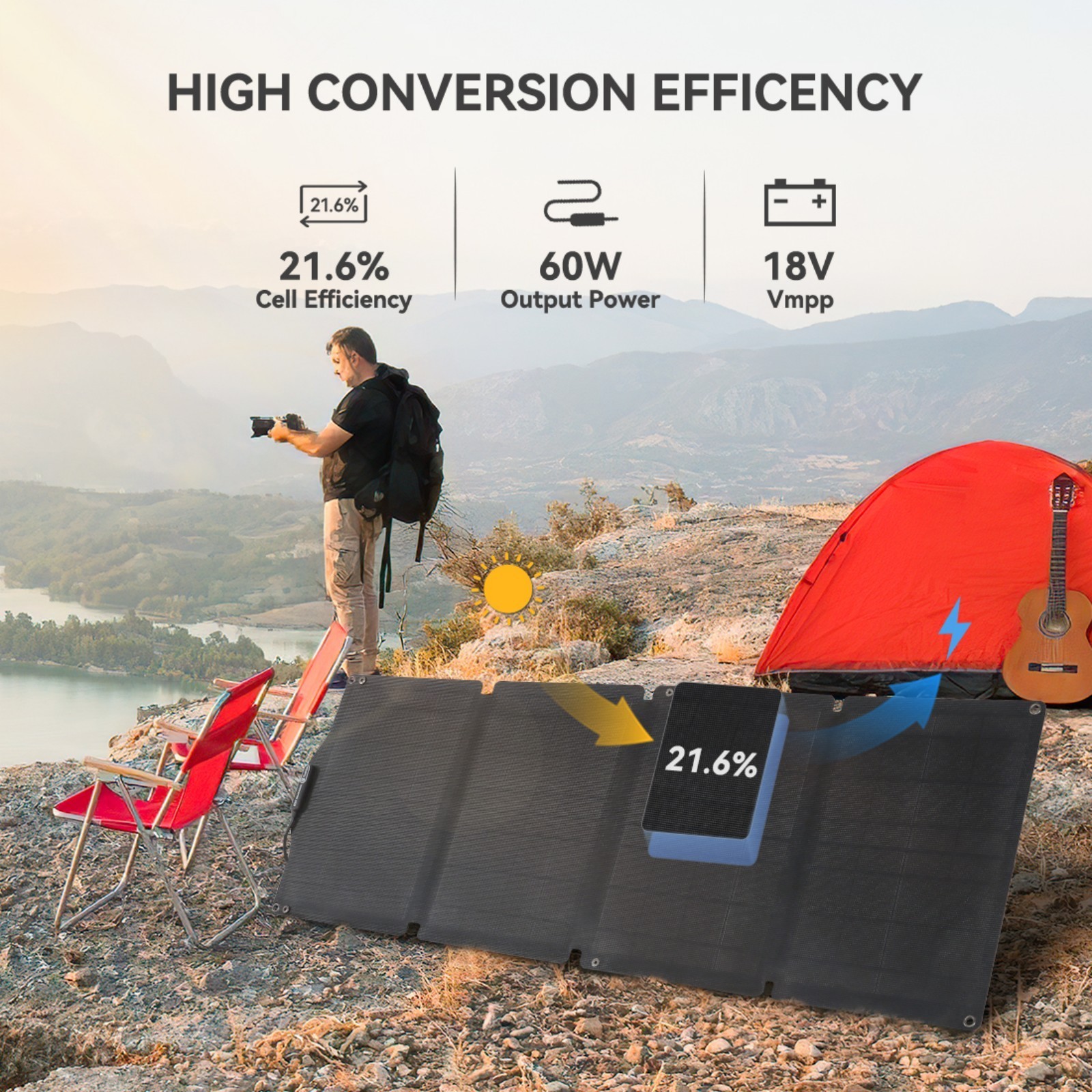 200W Solar Generator Portable Power Station with 60W Panel for Outdoor Camping