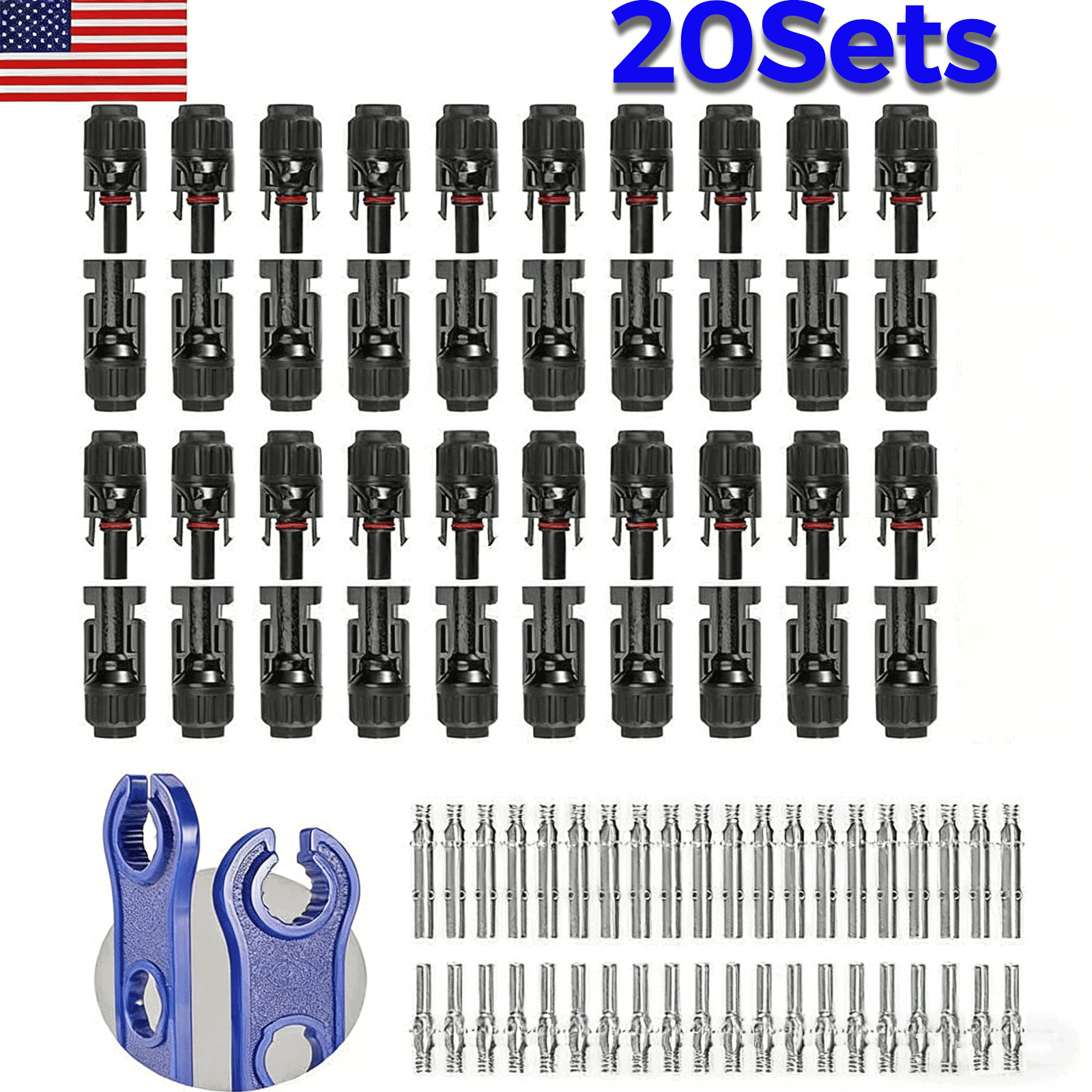20Pairs 30A Male Female Wire Cable Connector Set Solar Panel Waterproo PV Set
