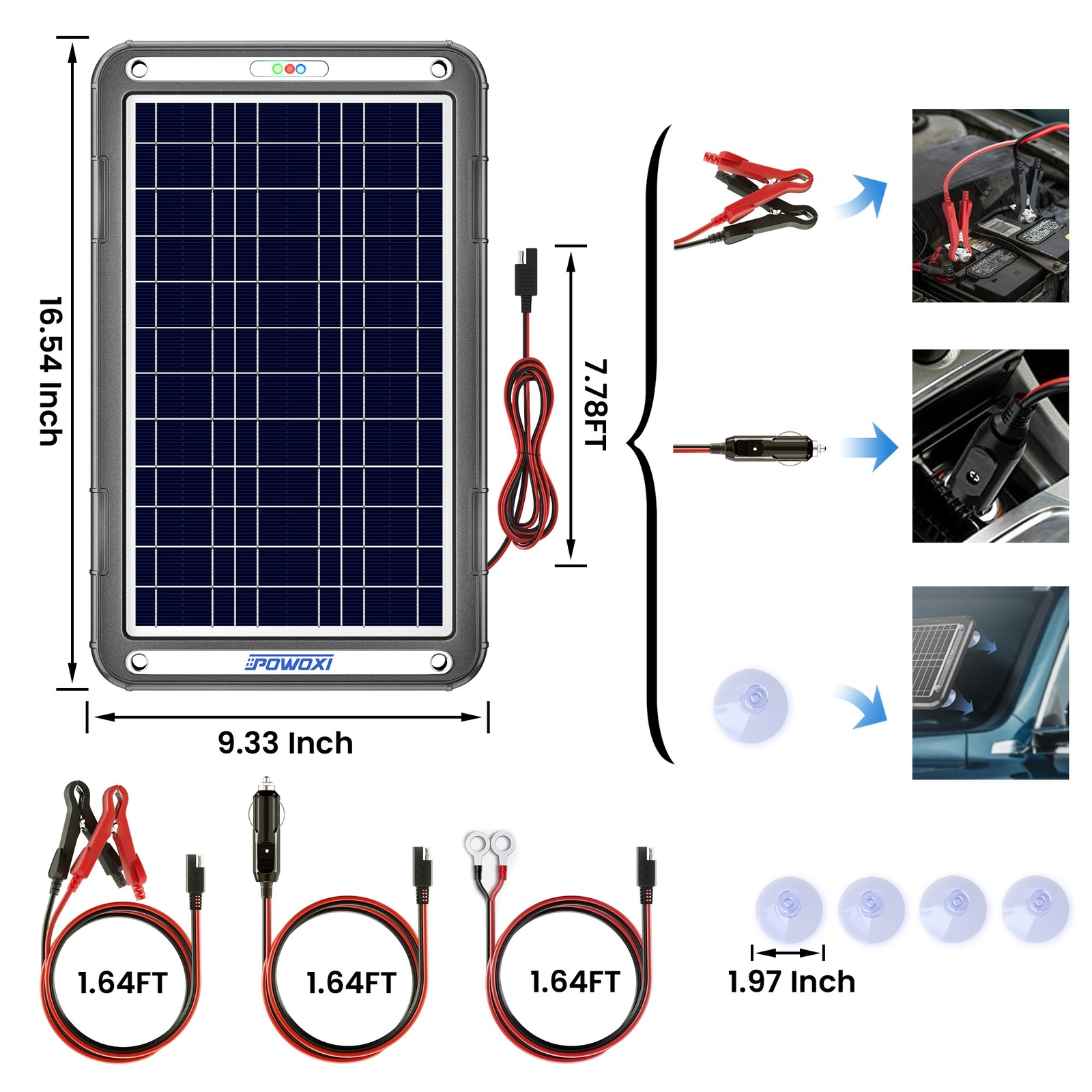 POWOXI NEW Upgraded MPPT 12W Solar Battery Trickle Charger for 12 Volt Car RV
