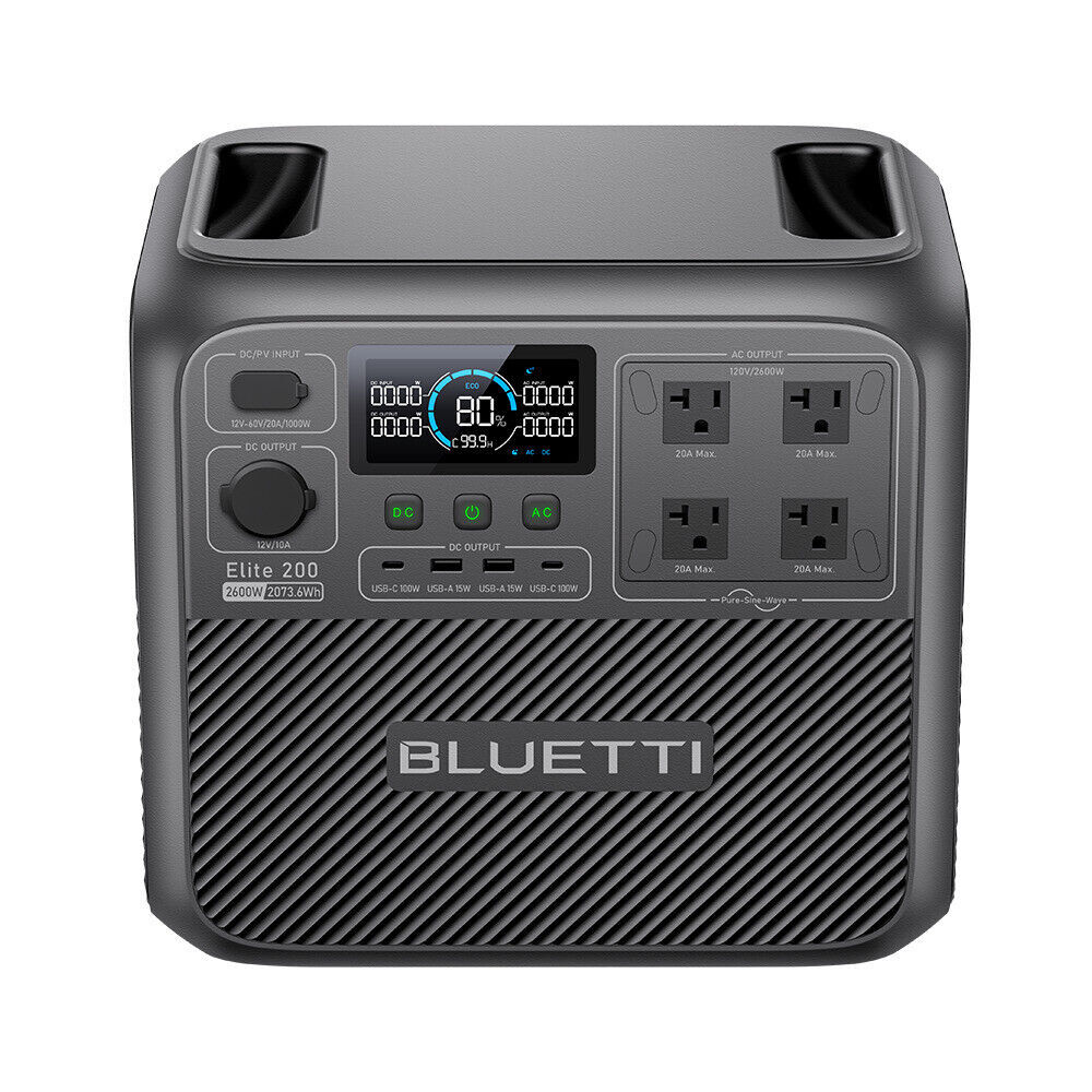 BLUETTI Elite 200 V2 2600W 2073Wh Portable Power Station+350W Solar Panel Kit