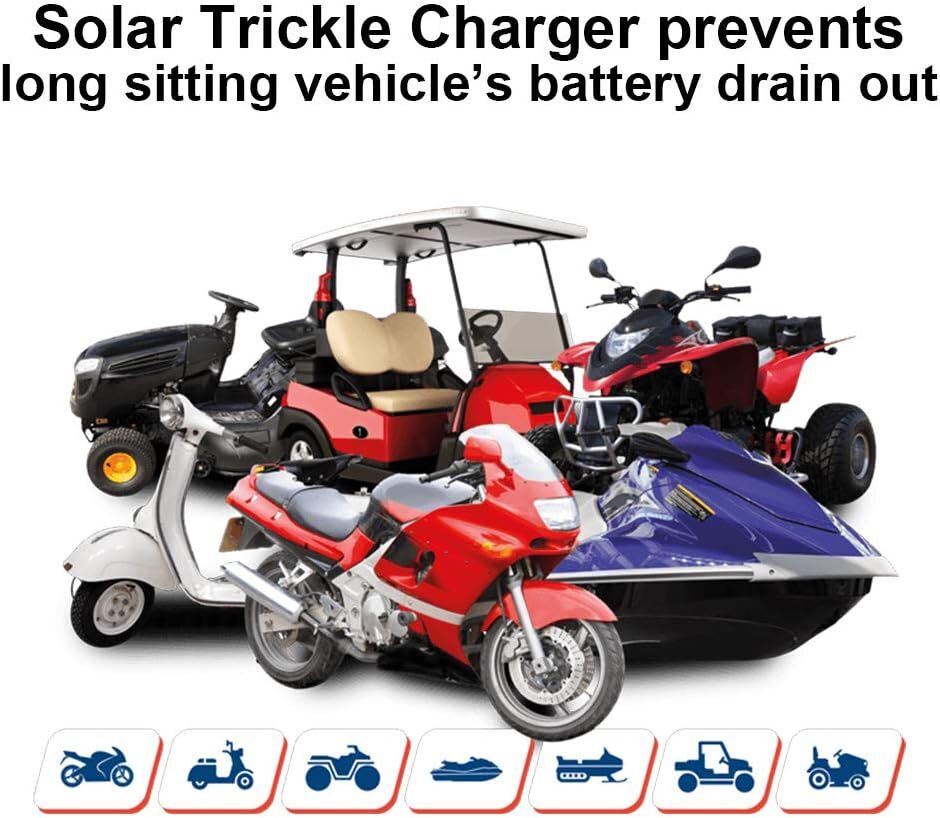 10W Solar Car Battery Charger Maintainer – 12V Waterproof Panel Trickle Charger