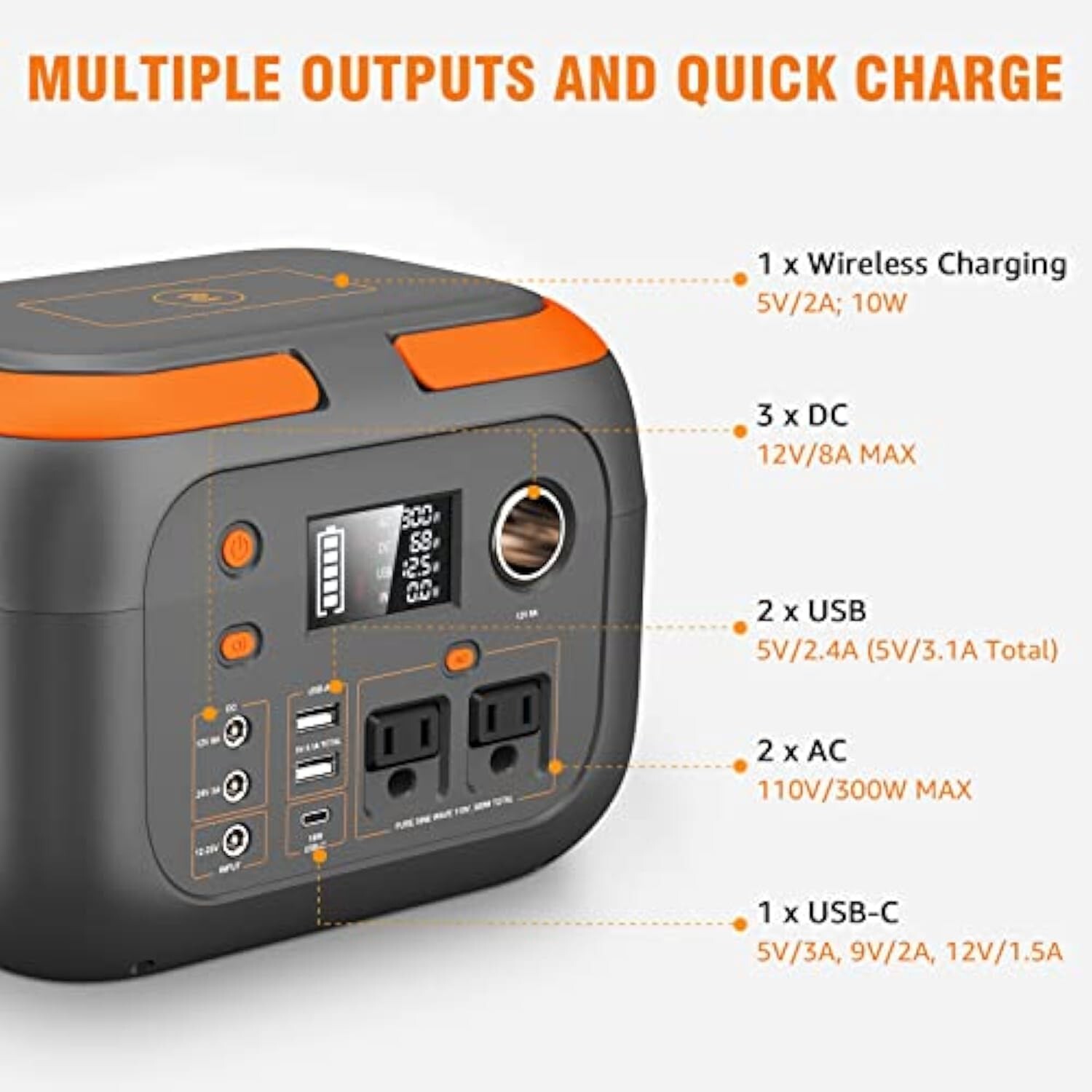 300W 260Wh Portable Power Station with 40W Solar Panel