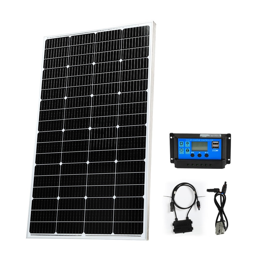 300W 12V Solar Panel Kit 42.5″/108cm Mono Caravan Camping USB IP65
