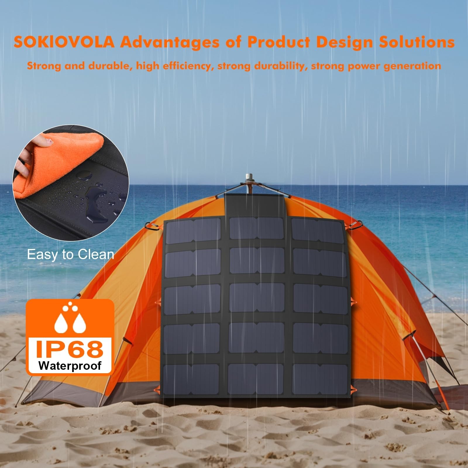 100W Portable Foldable Solar Panel Charger – QC3.0 USB-A & Type-C, Waterproof fo