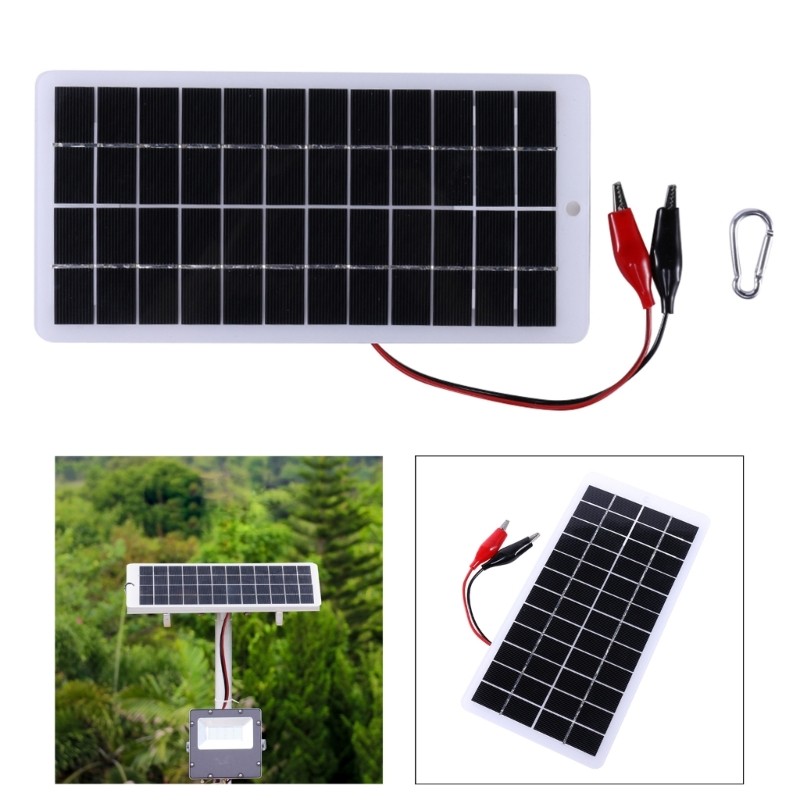 10W Outdoor Solar Battery Charger +Carabiner 12V Polysilicon Solar Charger Plate