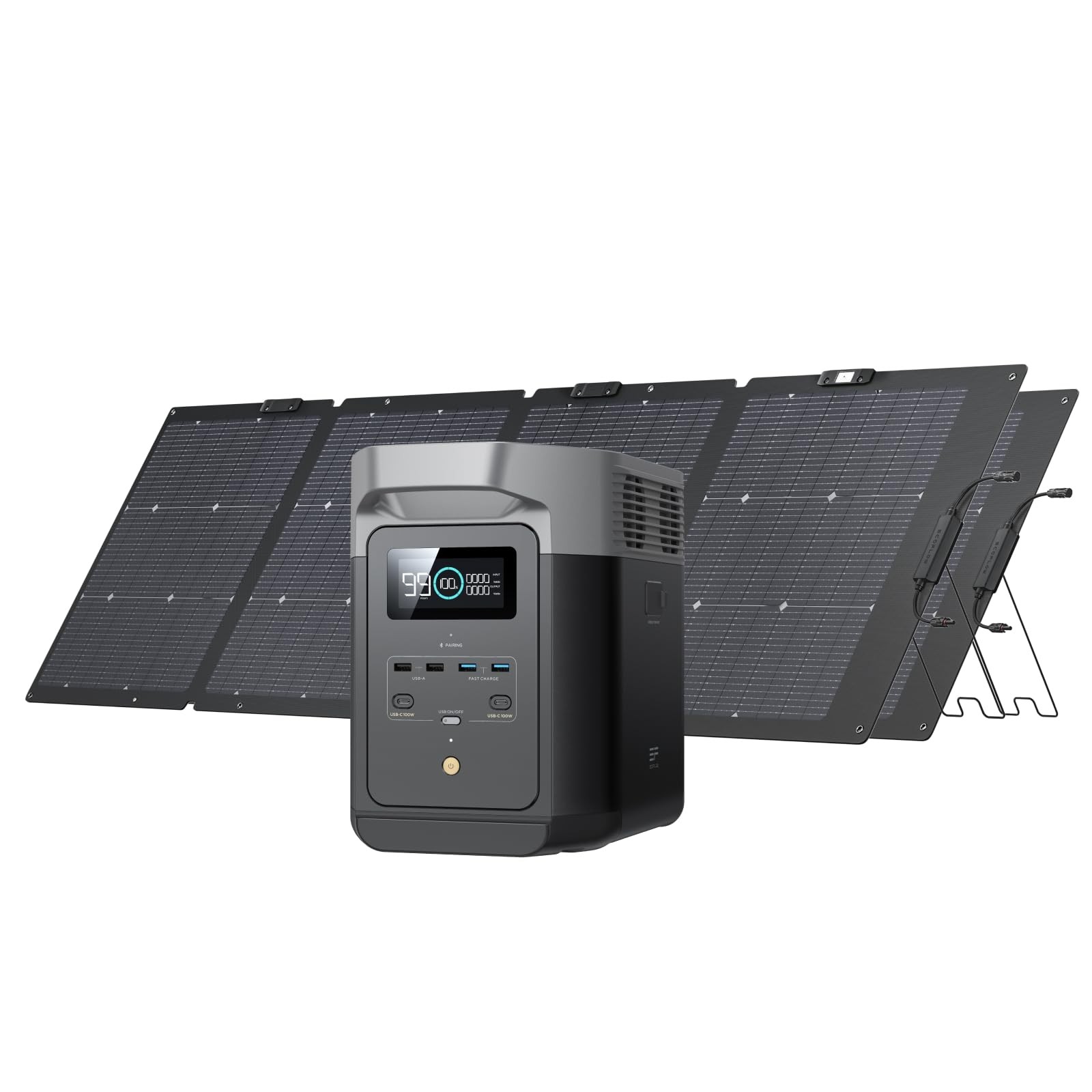 EF ECOFLOW Solar Generator DELTA 2 with 2x220W Portable Solar Panels, 1024Wh …