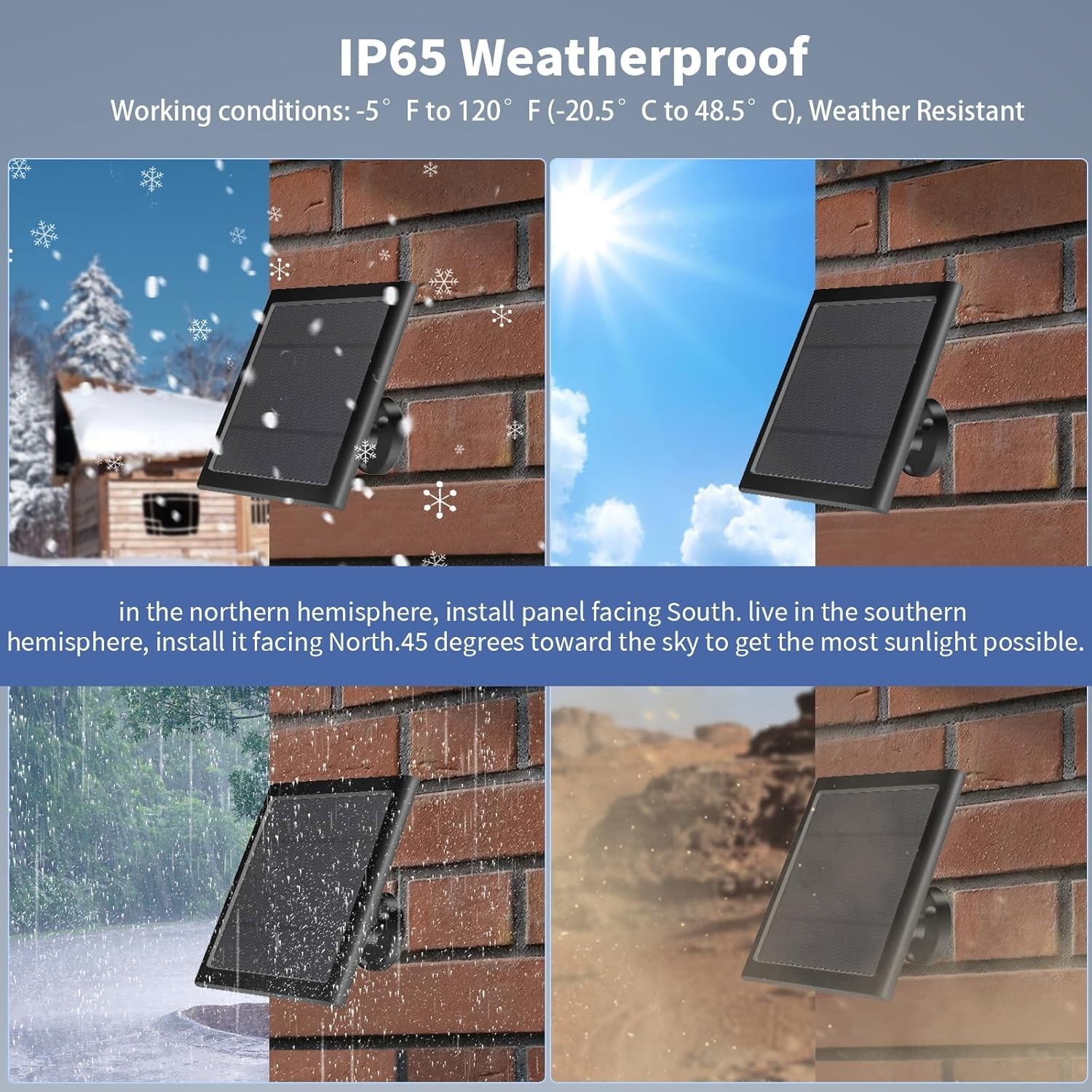 5W Waterproof Solar Panel for Ring Camera with 10FT Cable, Black 1 Pack