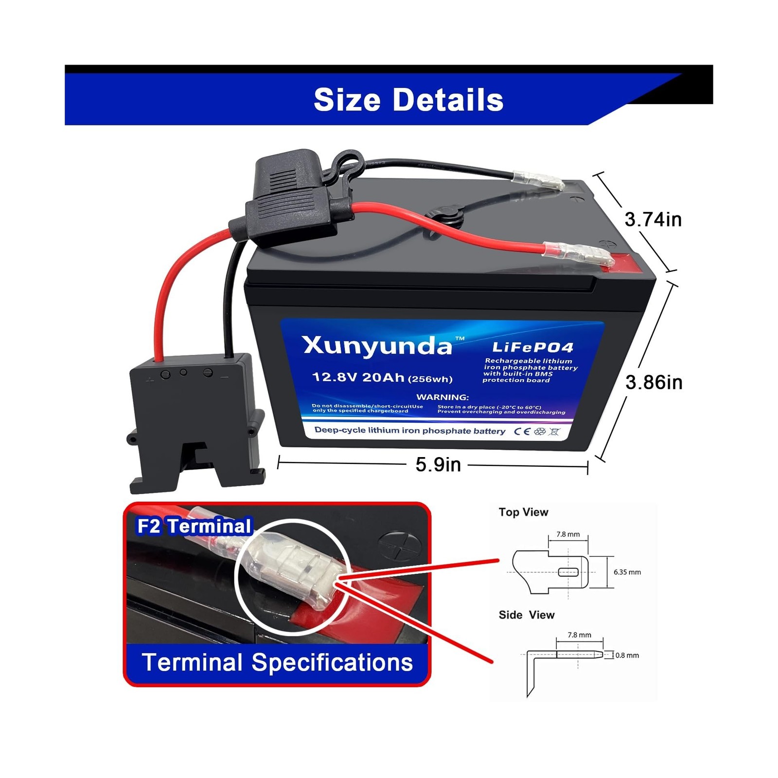 12V 20Ah Lithium LiFePO4 Lithium Battery, 2000+ Deep Cycle with BMS for Solar…