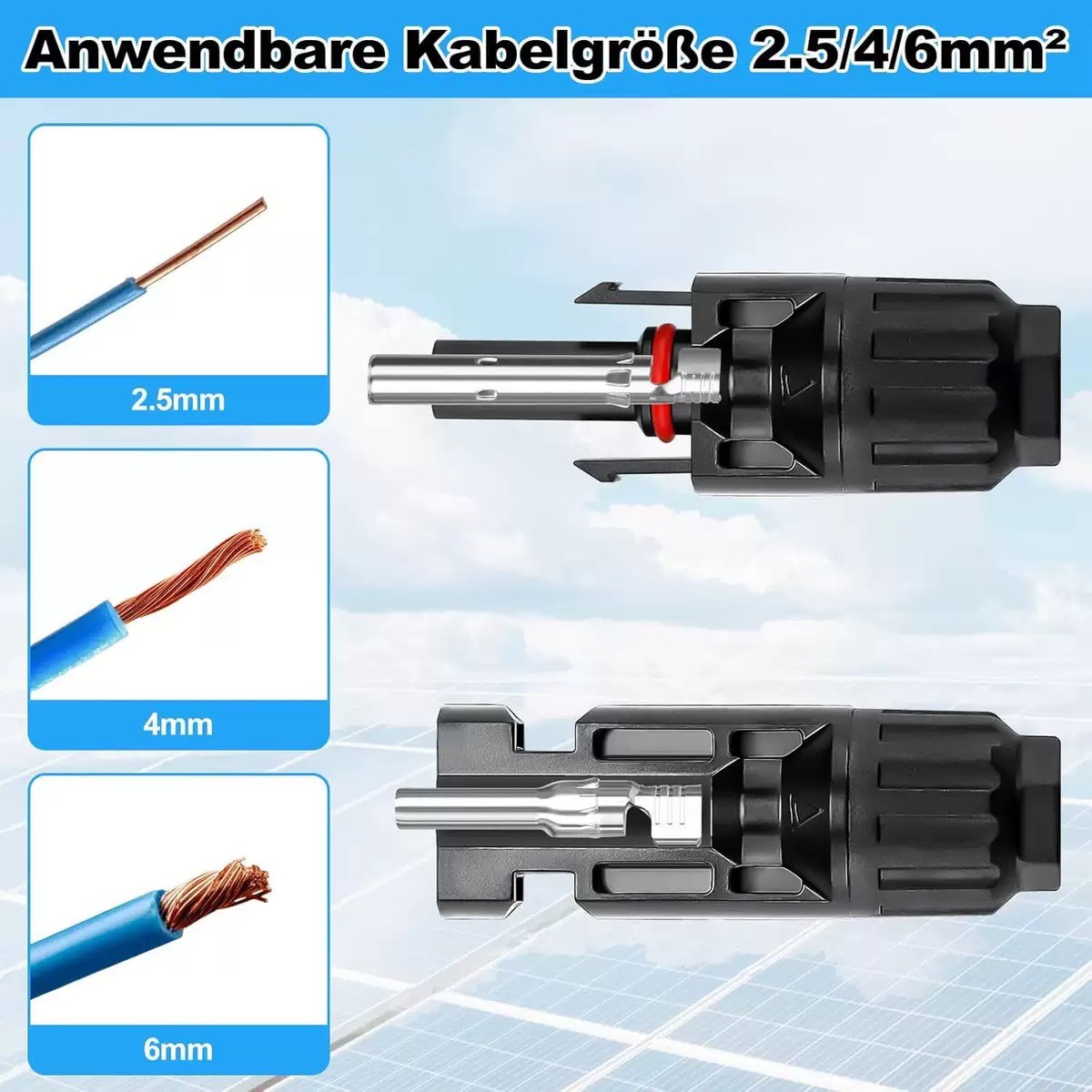 10/20/50/100 Pairs Male Female Solar Cable Connectors For DIY Solar Panel US