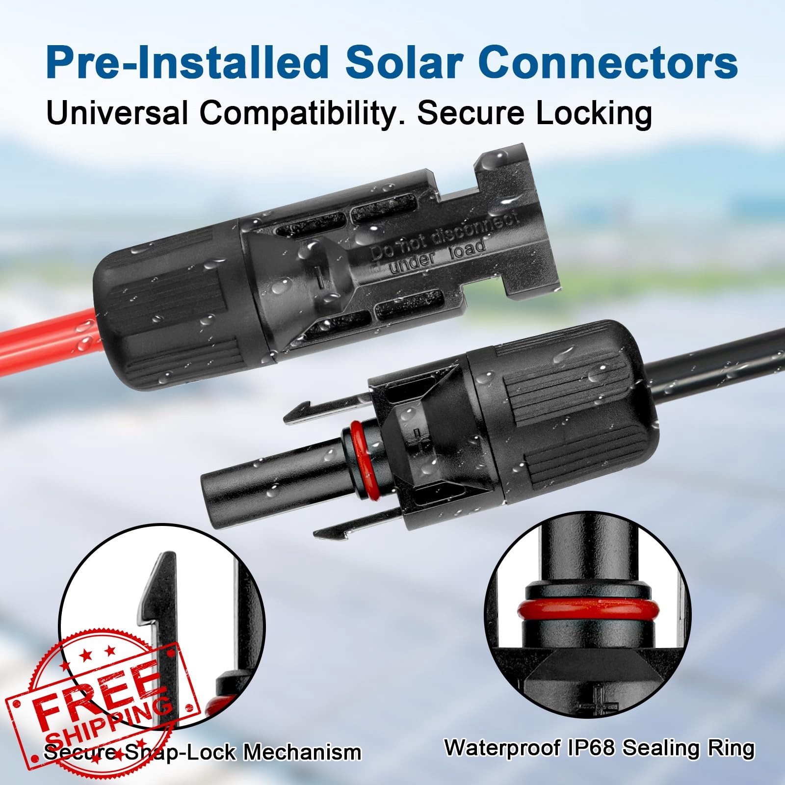 XRDS-RF Solar Extension Cable 10AWG 75FT Red Black