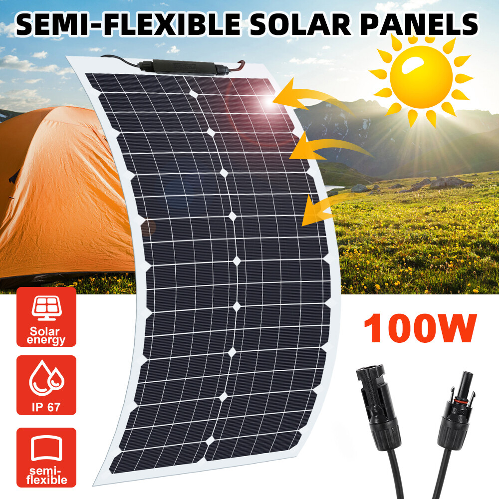 200W Flexible Solar Panel 12v Battery Charge Power Portable Mono Camping Home RV