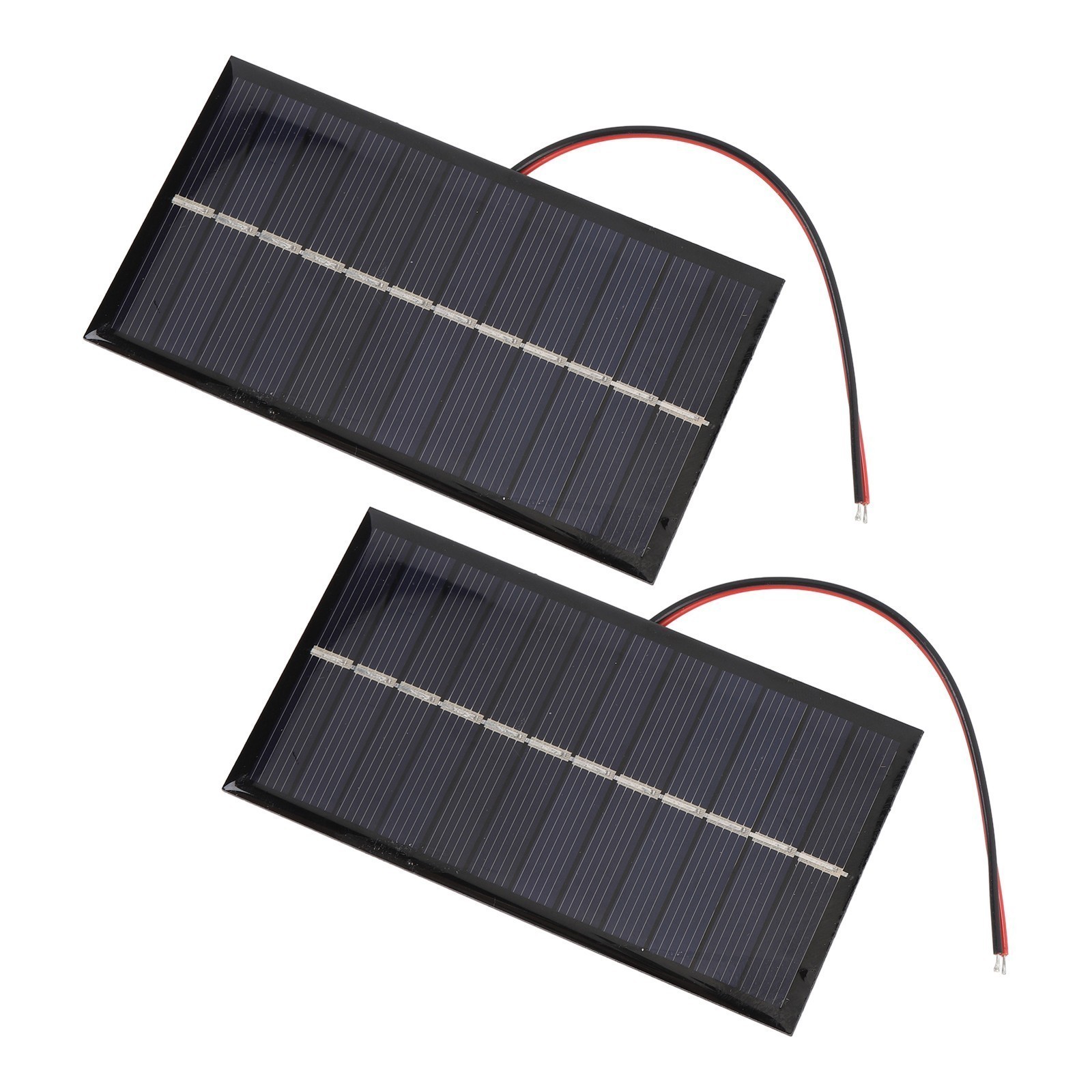 2pcs Solar Panel with Cable 1W 6V Polycrystalline Silicon Solar Charging Panel