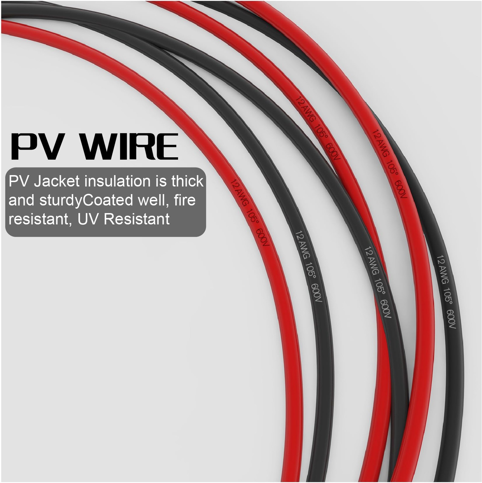 12 Gauge Wire Tinned Copper Tray Cable 11FT 12AWG – Rated 600V for Solar Panel