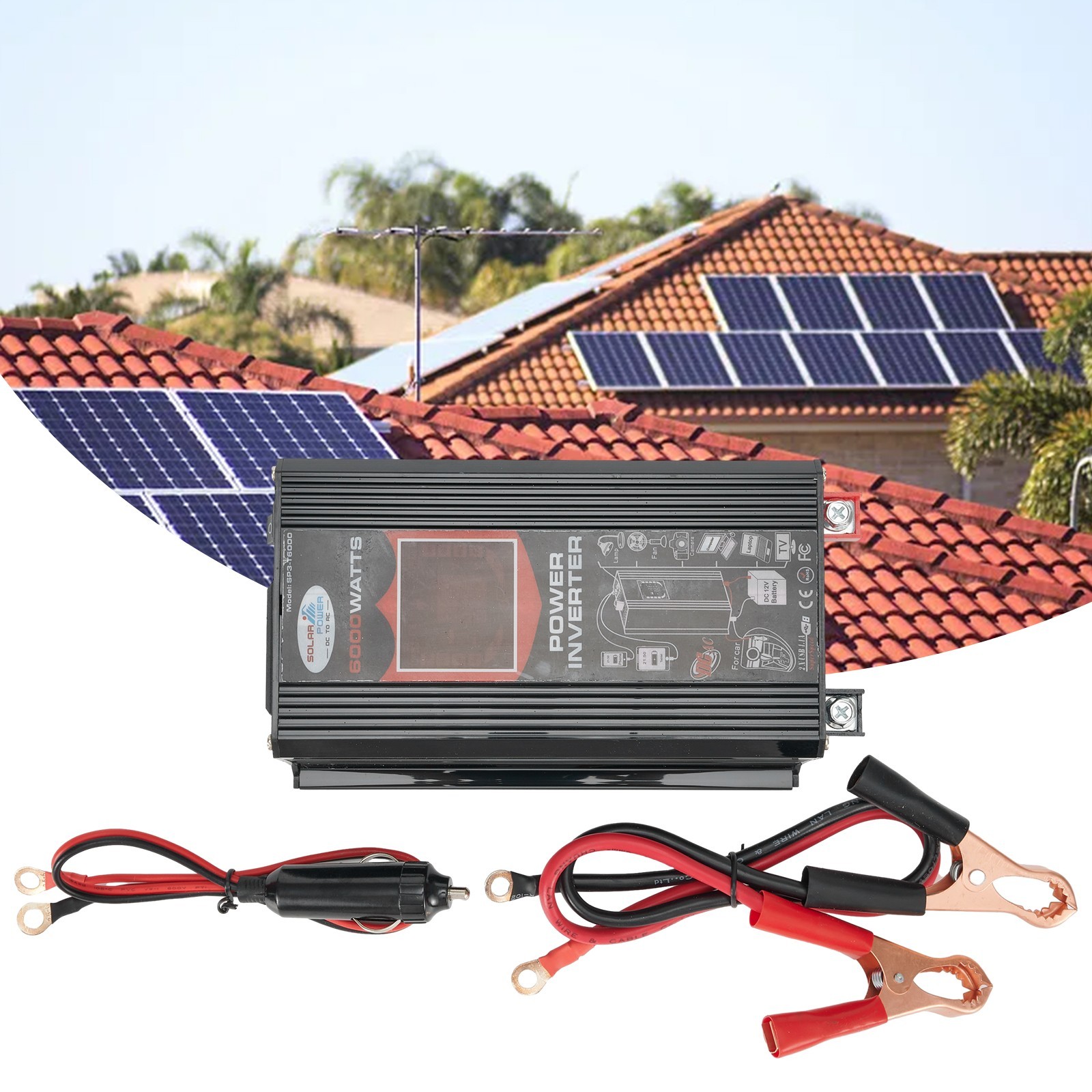 Powerful Output 6000W DC 12V to AC 110V Car Voltage Converter Dual USB