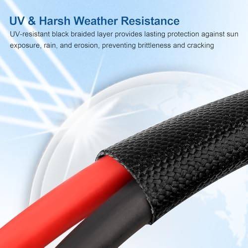 10AWG Solar Panel Extension Cord 3FT – Waterproof PV Wire with Flame Retardant S