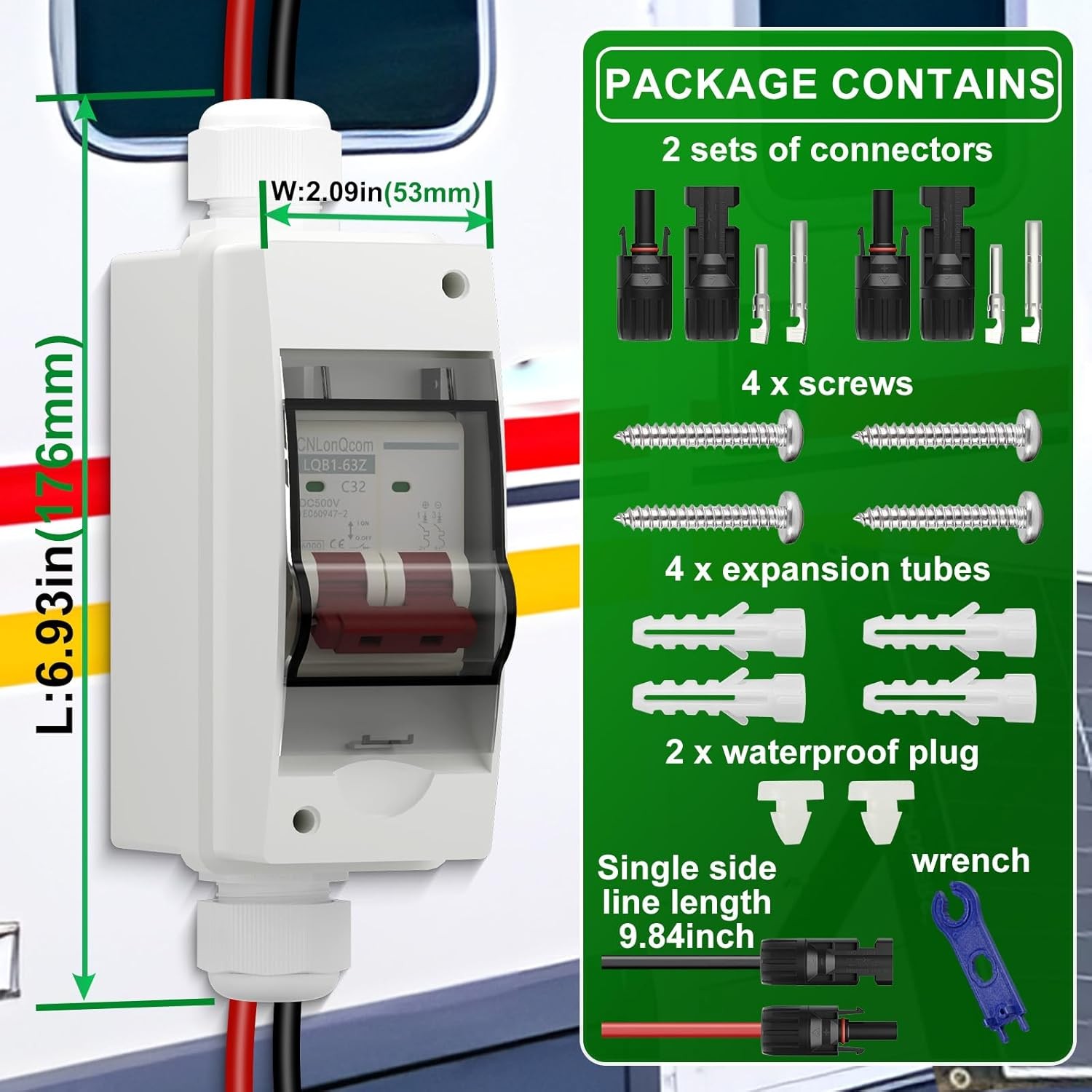 Solar Panel Disconnect Switch 32 Amp 500V DC Miniature Circuit Breaker with PV C