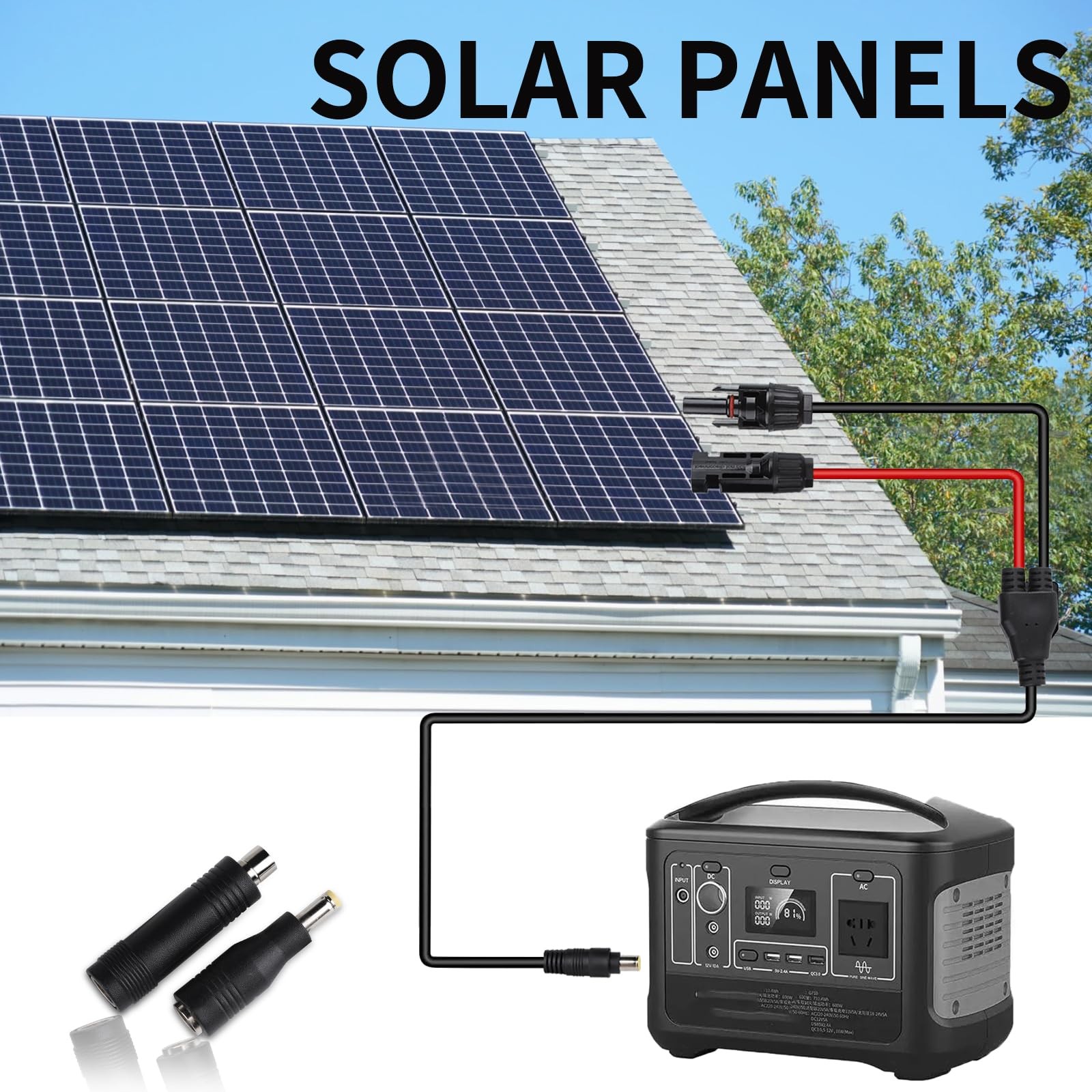 Jackery Solar Panel Connector – MC4 to DC 8mm Extension Cable, DC7909 to DC80…