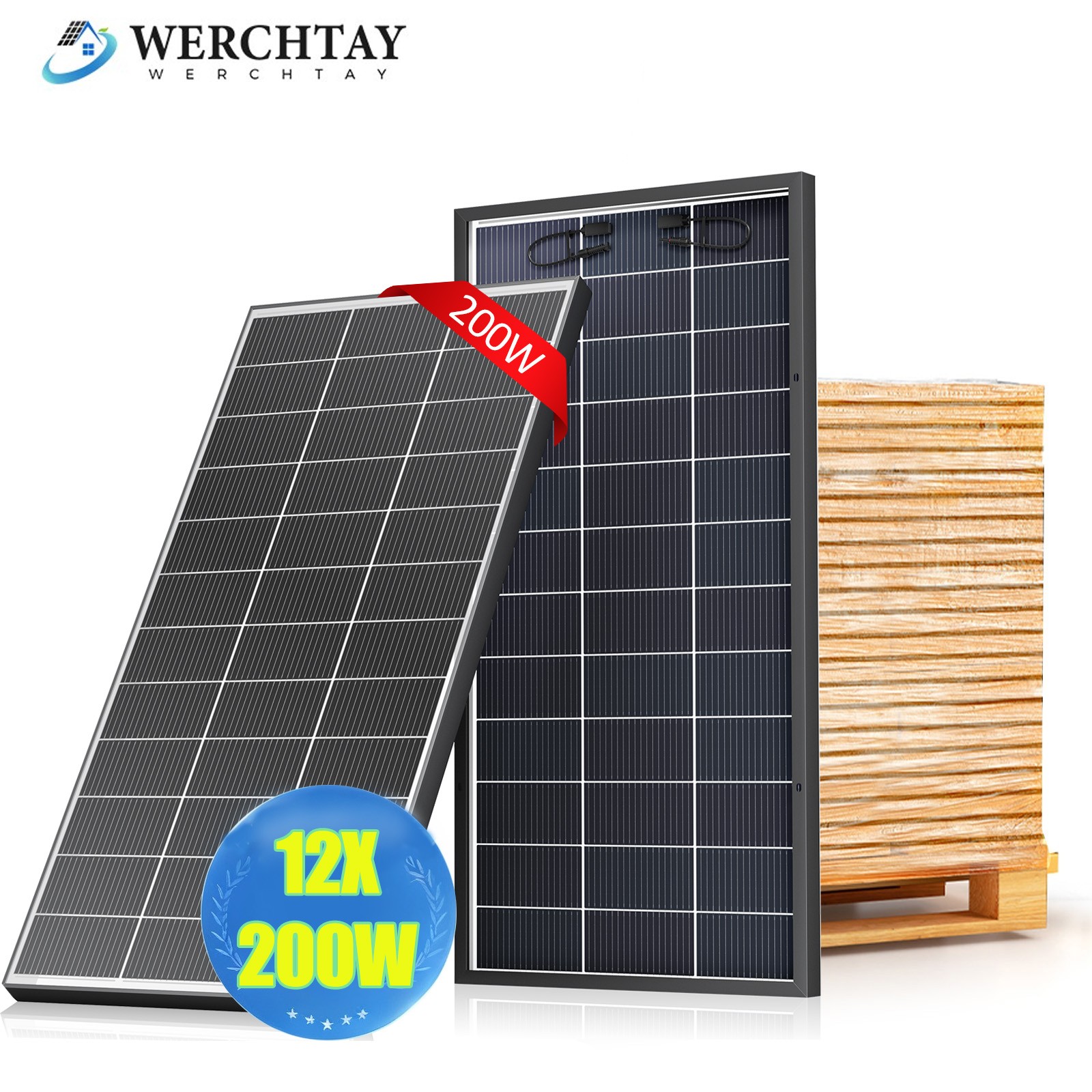 Werchtay 12Pack 200W Watt N-Type Bifacial Solar Panel Off-Grid + Free shipping