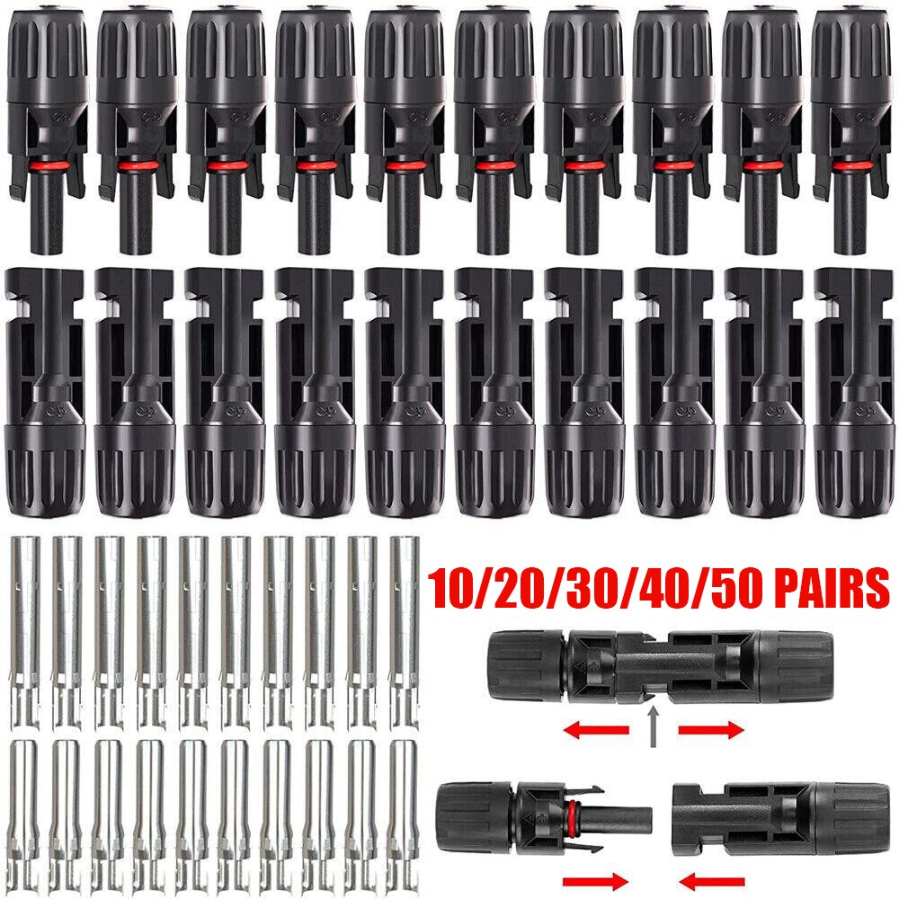 10-50 Pairs Solar Cable Connectors 30Amp Waterproof Wire Joiners Set 4mm-6mm M/F
