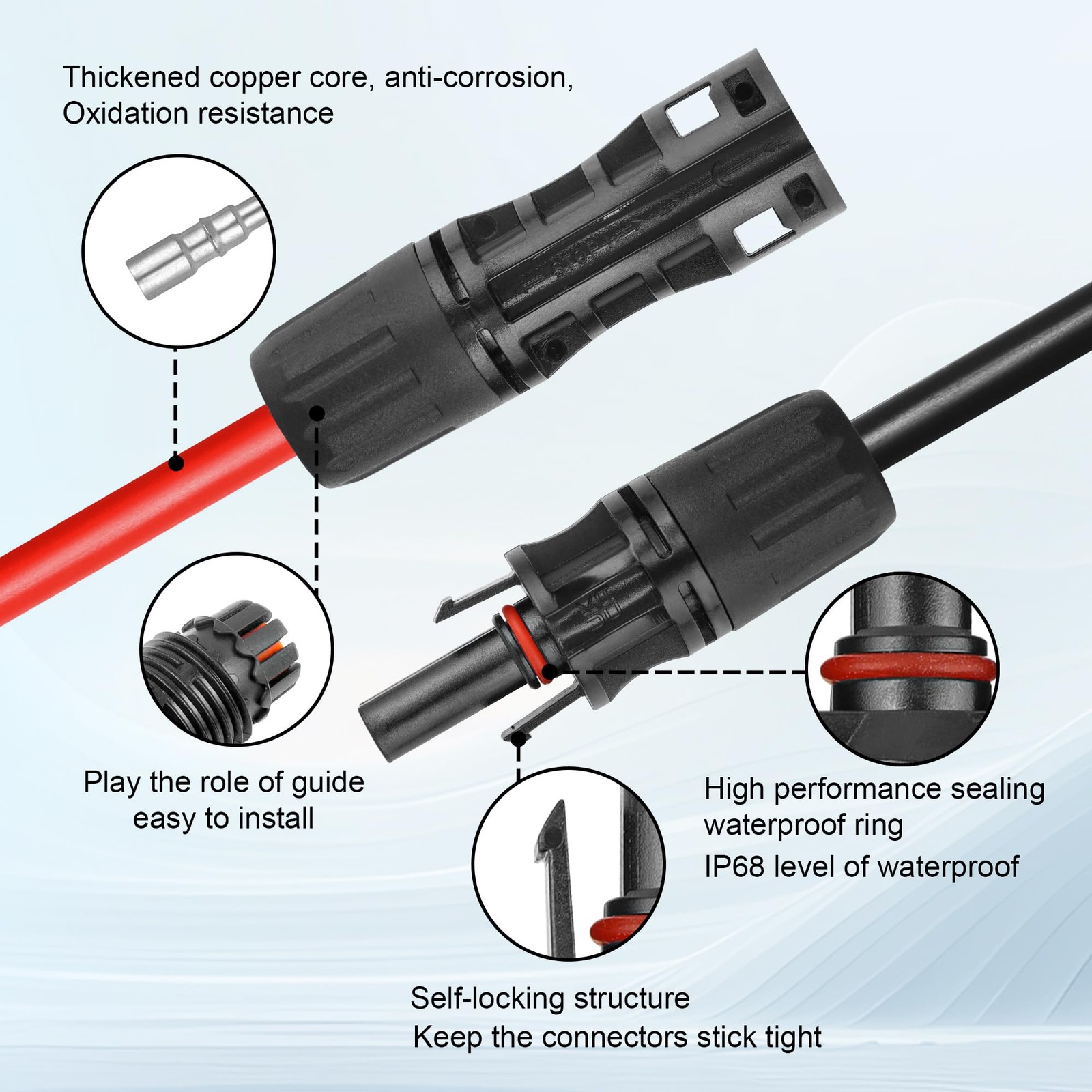 30 FEET 8AWG Solar Panel Extension Cable,8 30FT-8AWG, Red and Black-8AWG