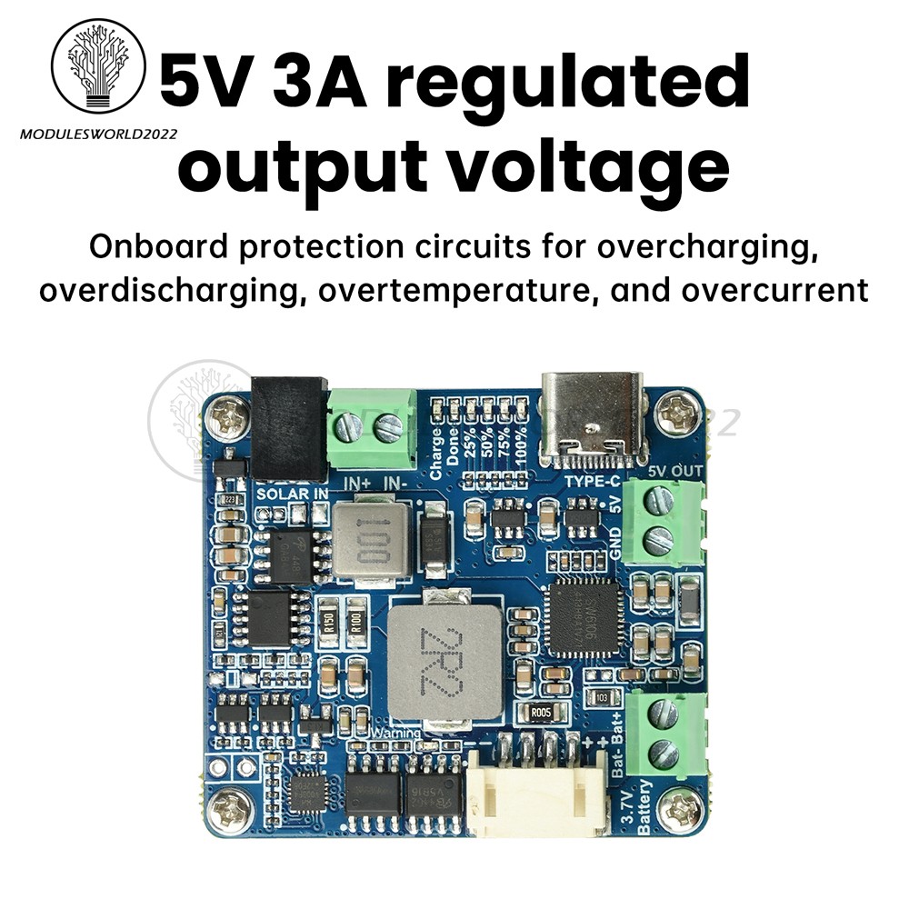 6-24V Solar Panel Power Management Module 5V 3A Supports MPPT, PD QC FCP SFCP