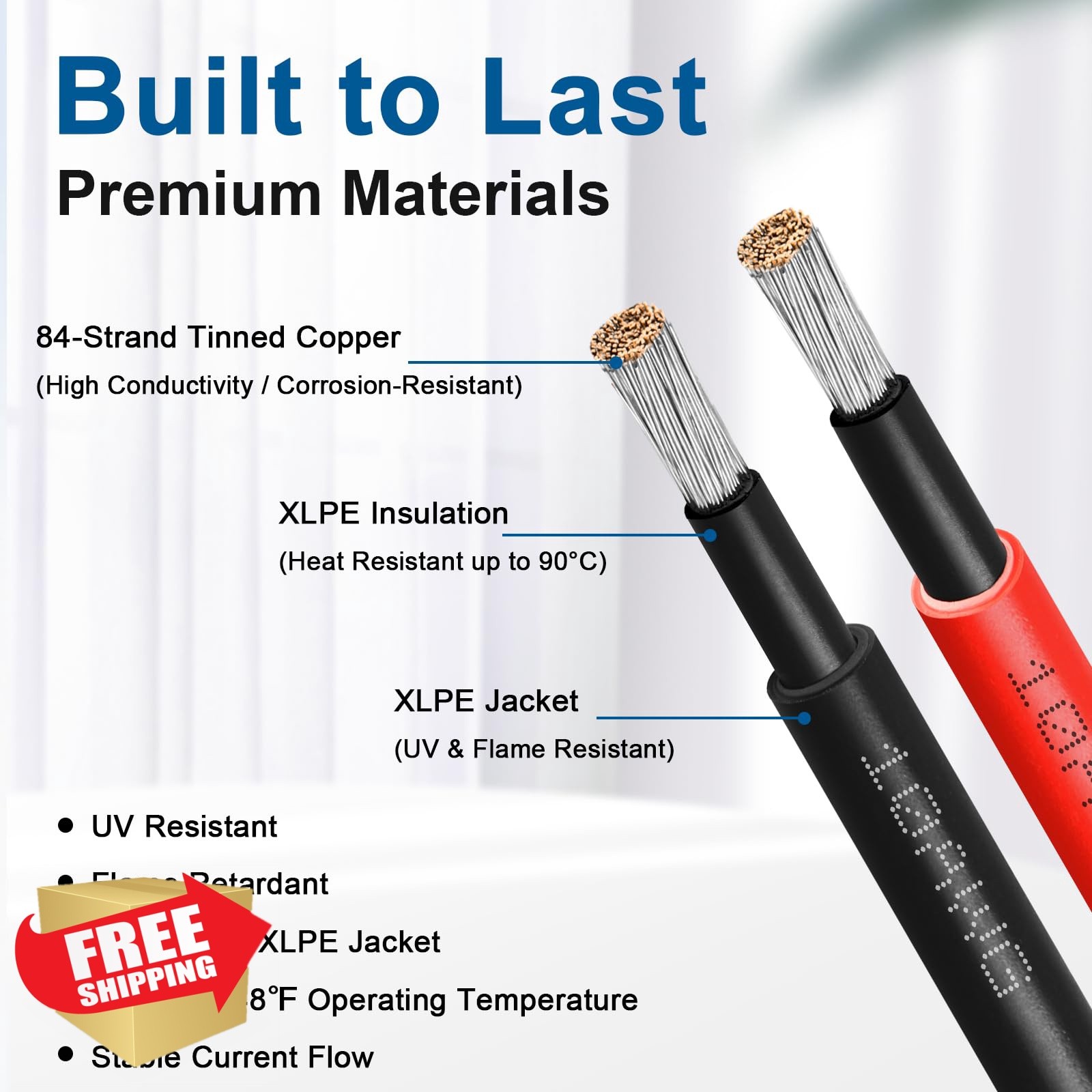XRDS-RF 10AWG 2FT Solar Extension Cable 2pk Red Black