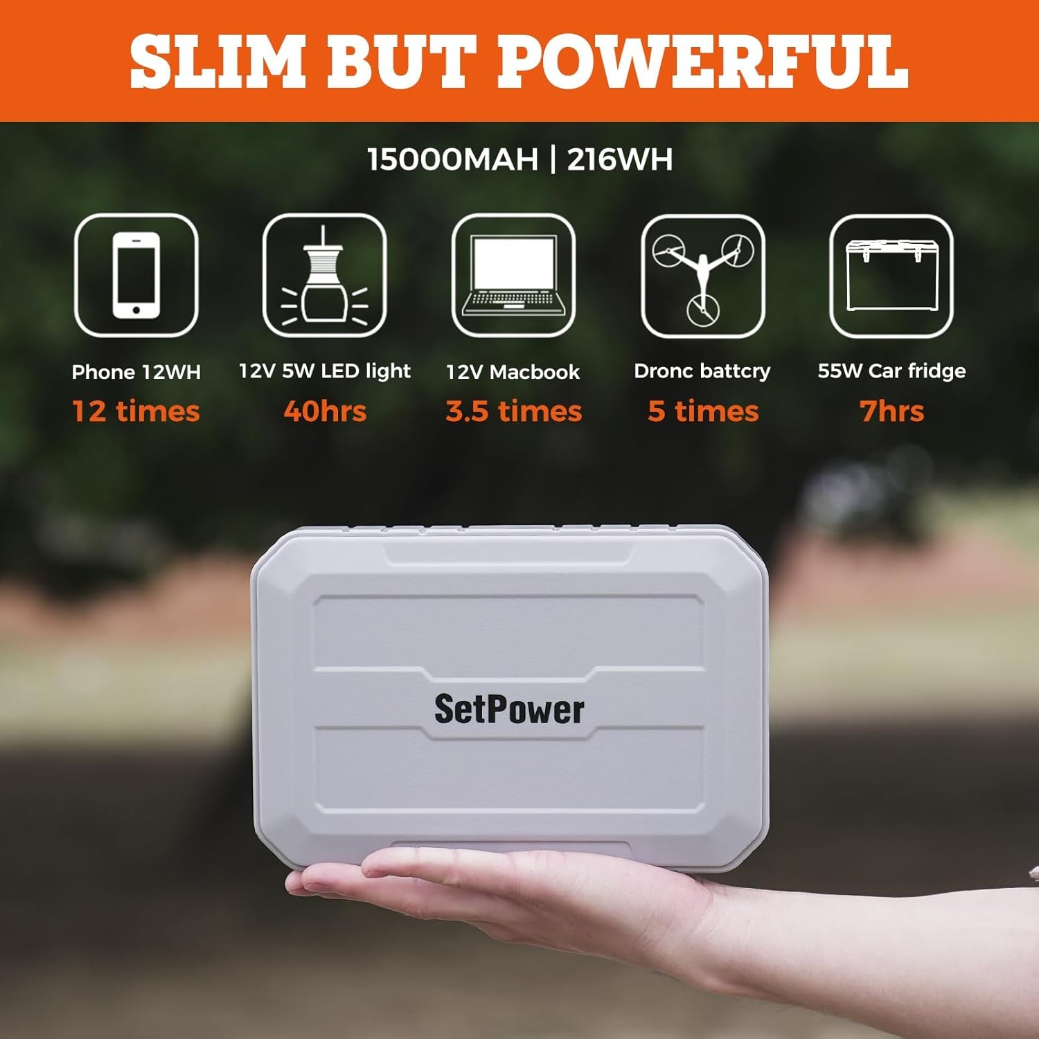 Setpower PG216Wh Portable Power Station Magnetic Bank for Fridge