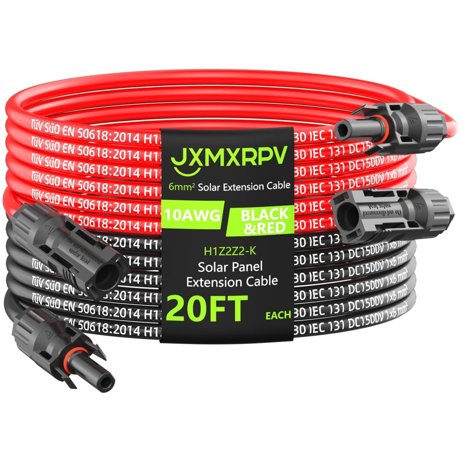 Flexible 20Ft PV Solar Wire – Tool-Free Weatherproof Connectors for Easy Setup