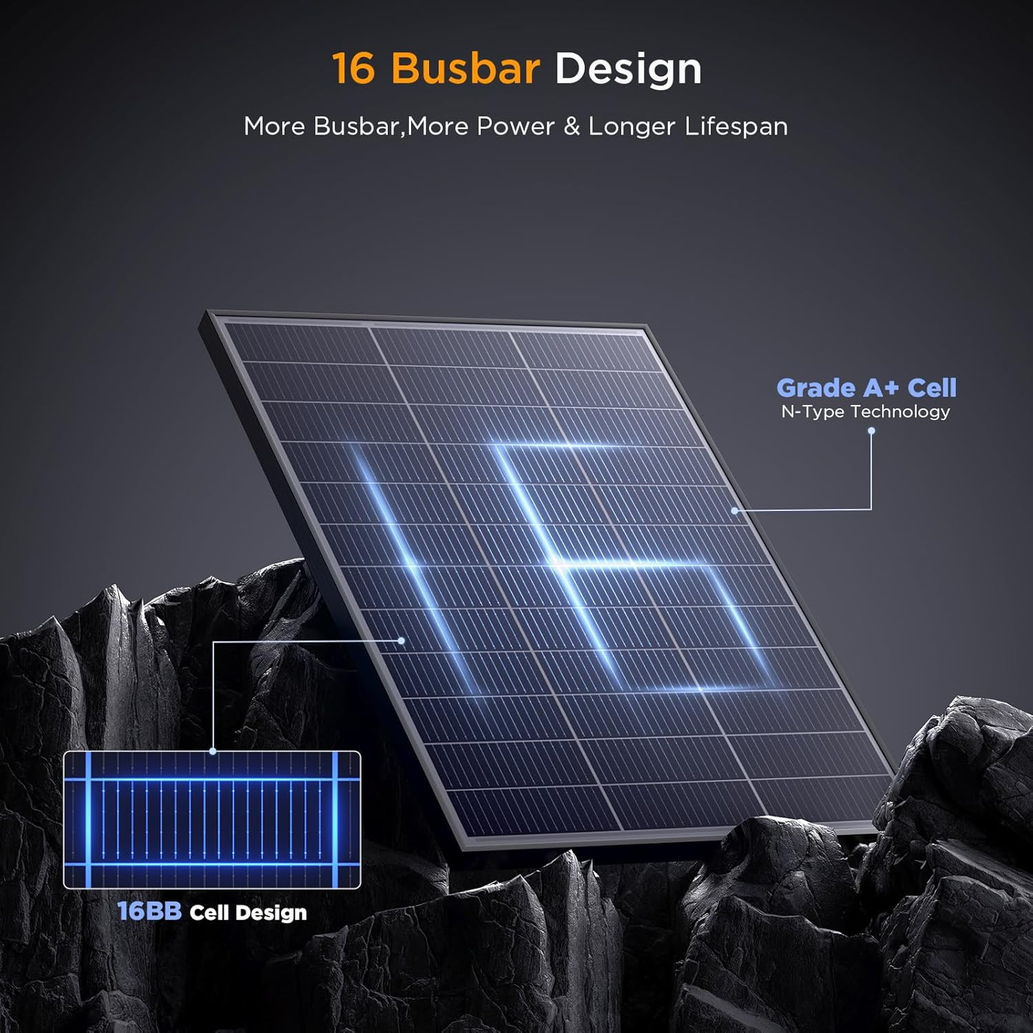 N-Type 16BB 400 Watt Solar Panel, 4Pcs Compact 12V 100W Solar Panel, 25% High Ef